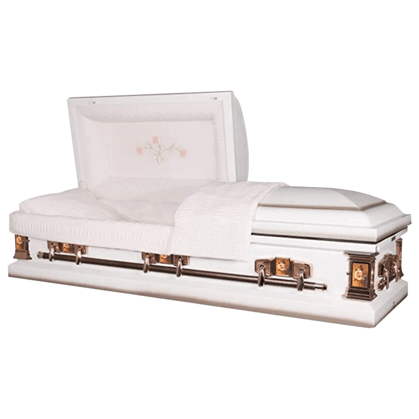 Paris Rose Commander XXL 40 & 44-inch | White Steel Oversize Casket with Pink Interior