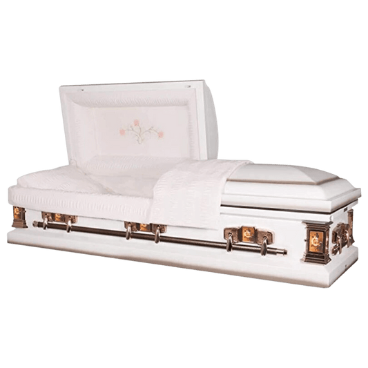 Paris Rose Commander XXL 40 & 44-inch | White Steel Oversize Casket with Pink Interior