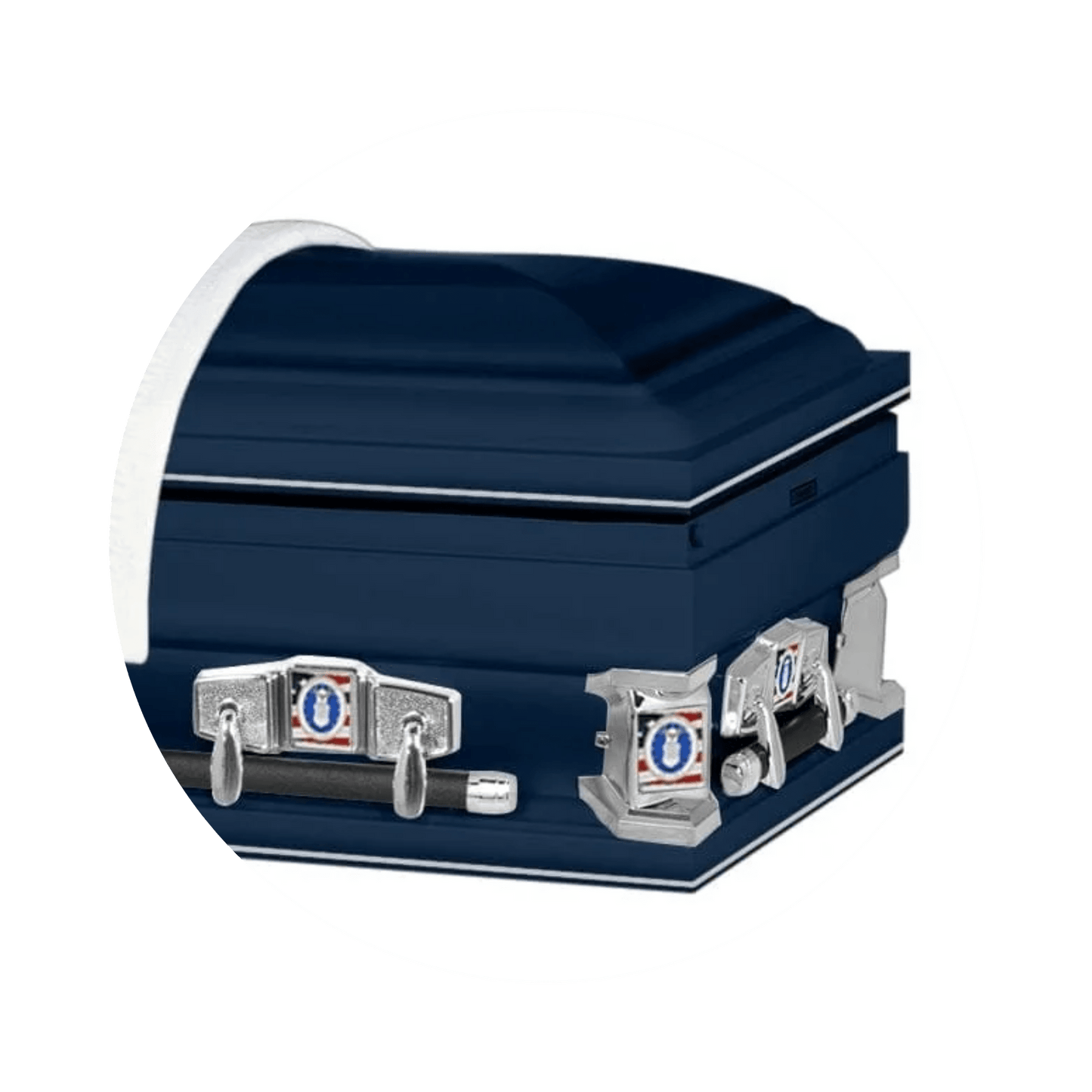 Veteran Premier XL | Air Force Oversize Dark Blue Steel Casket with White Interior