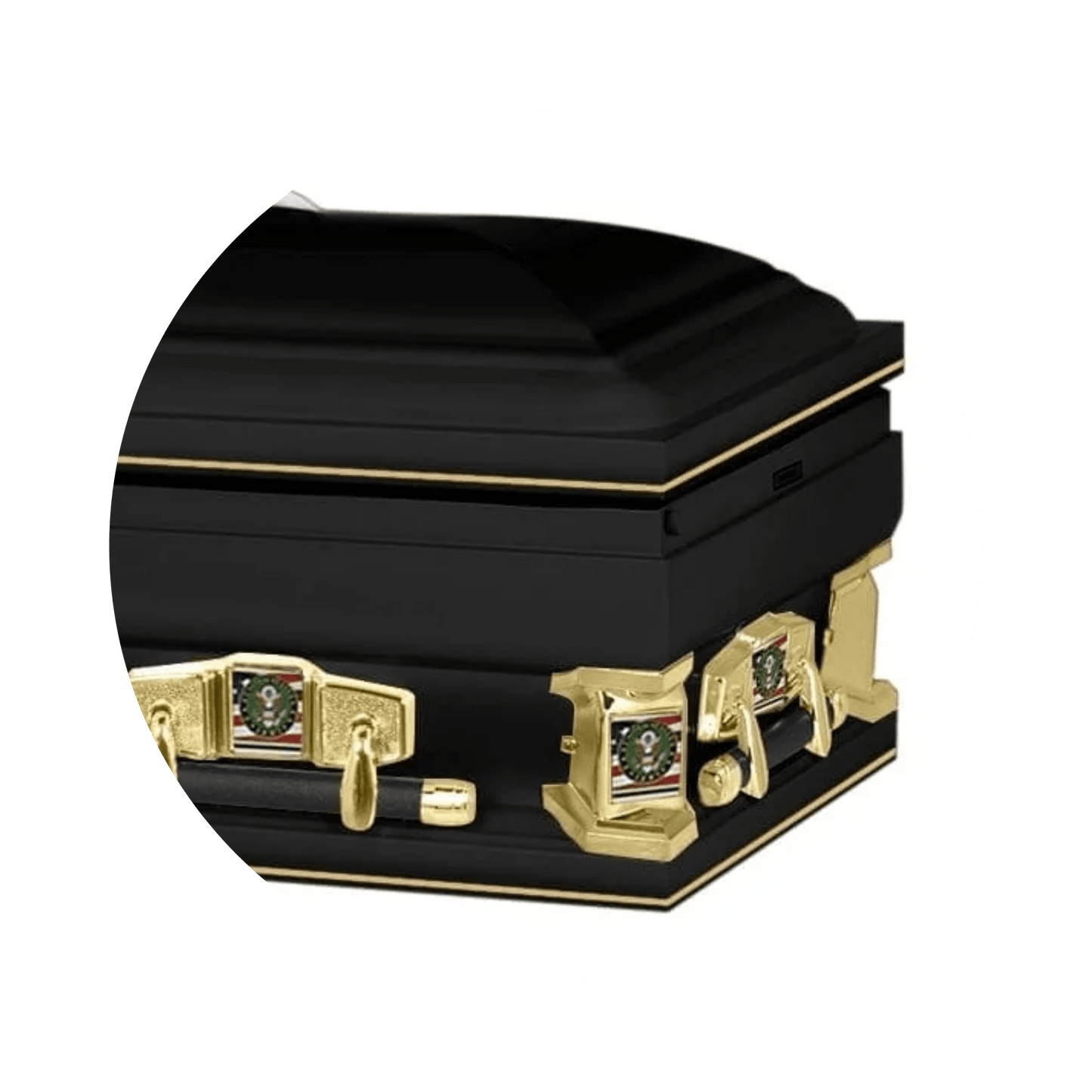 Veteran Premier XL | Army Oversize Black Steel Casket with White Interior