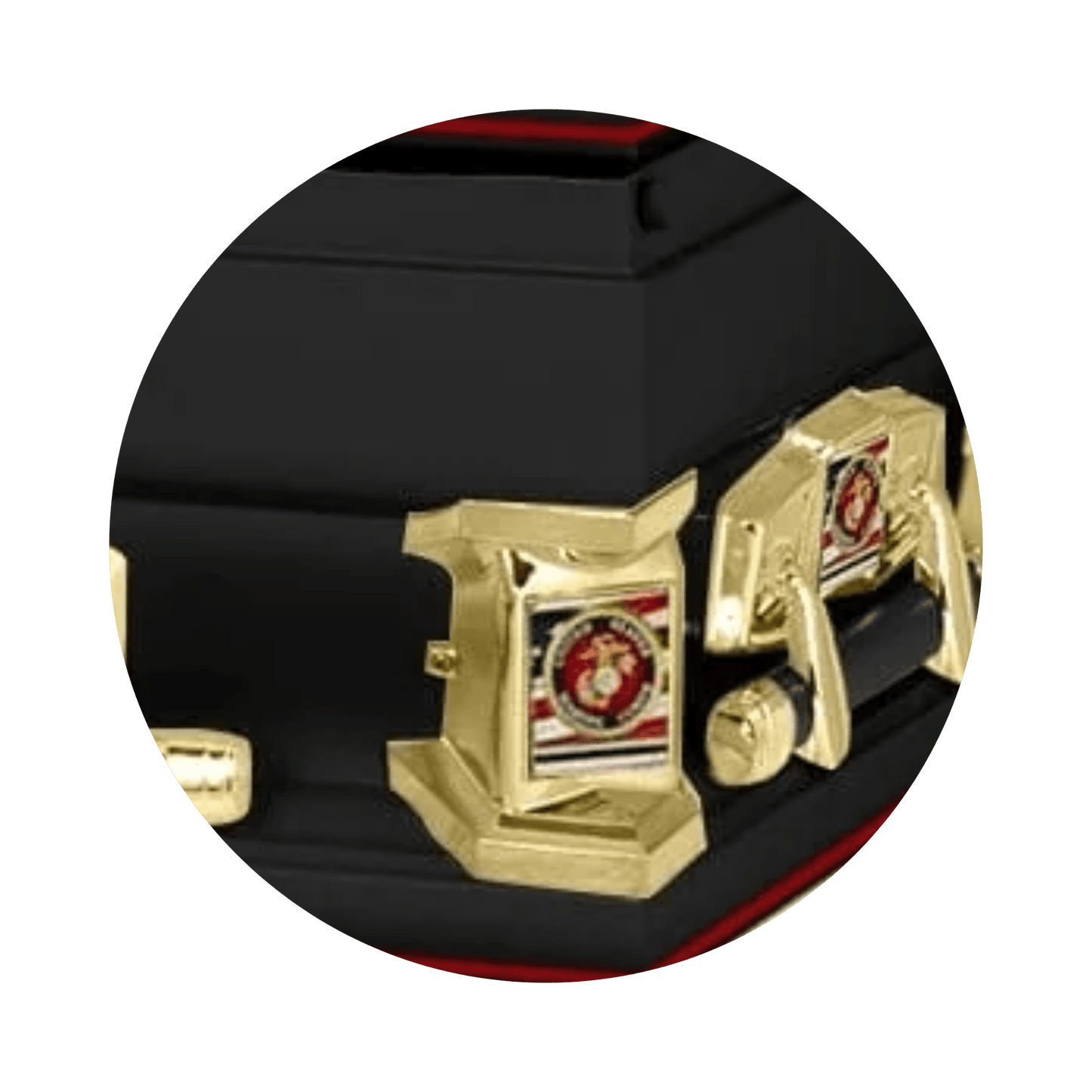 Veteran Premier XL | Marines Oversize Black Steel Casket with White Interior