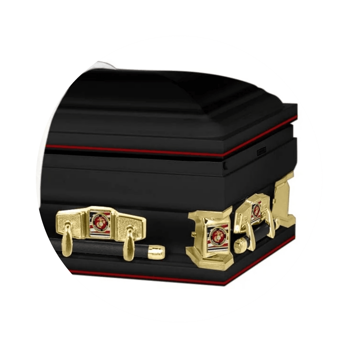Veteran Premier XL | Marines Oversize Black Steel Casket with White Interior