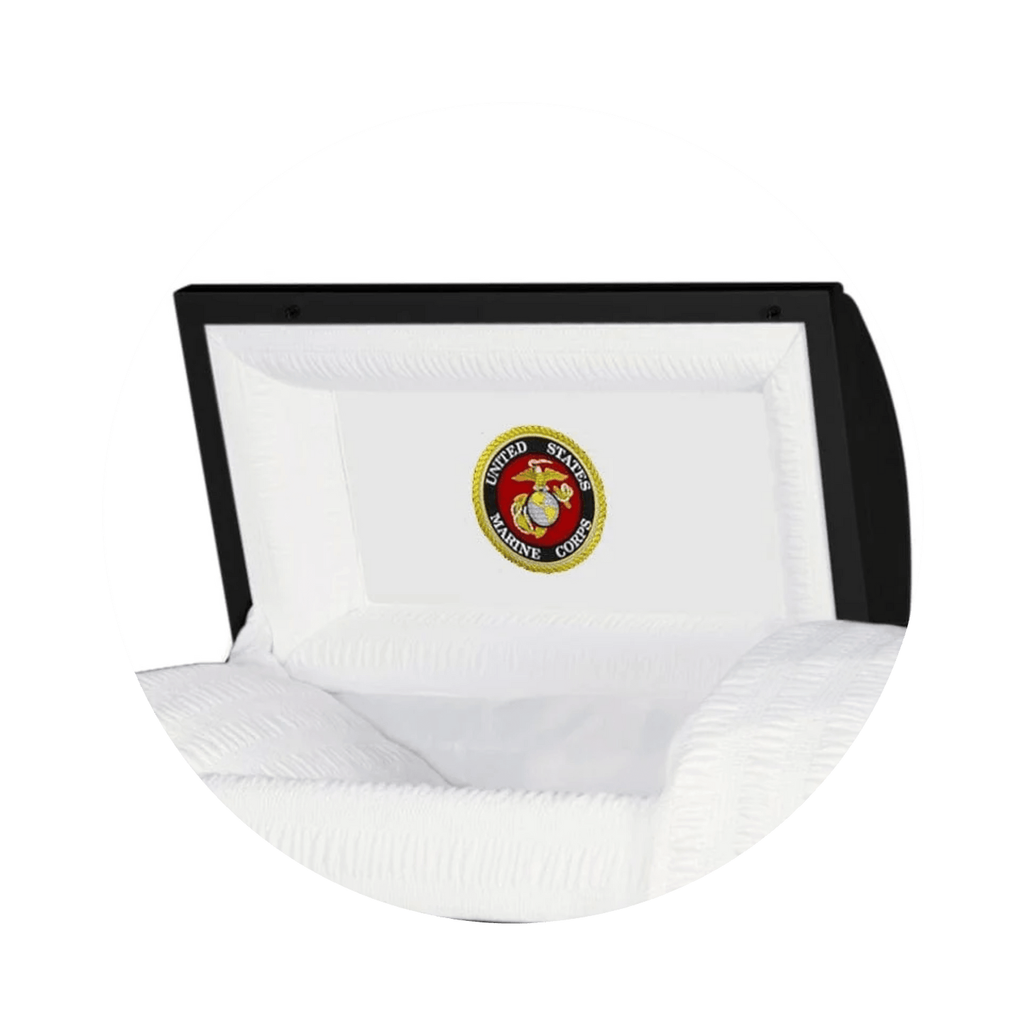 Veteran Premier XL | Marines Oversize Black Steel Casket with White Interior