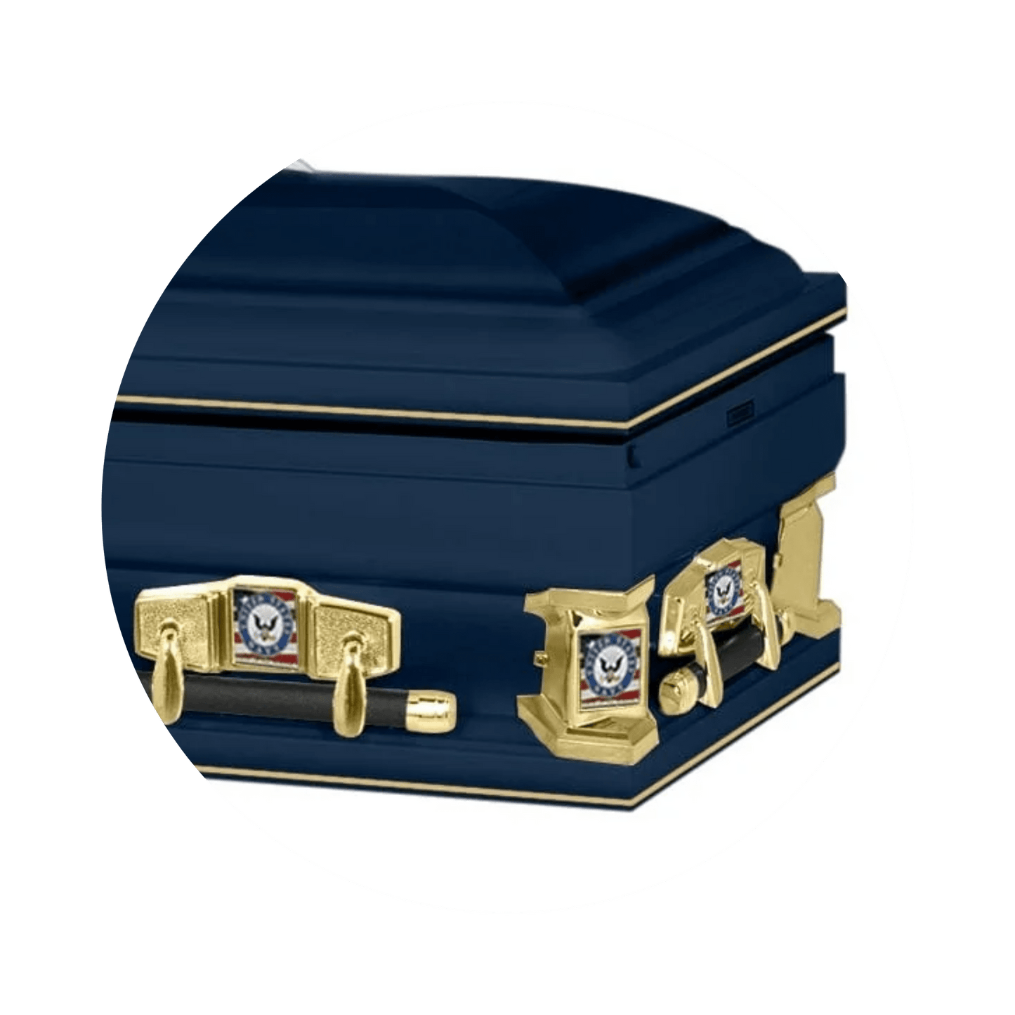 Veteran Premier XL | Navy Oversize Dark Blue Steel Casket with White Interior