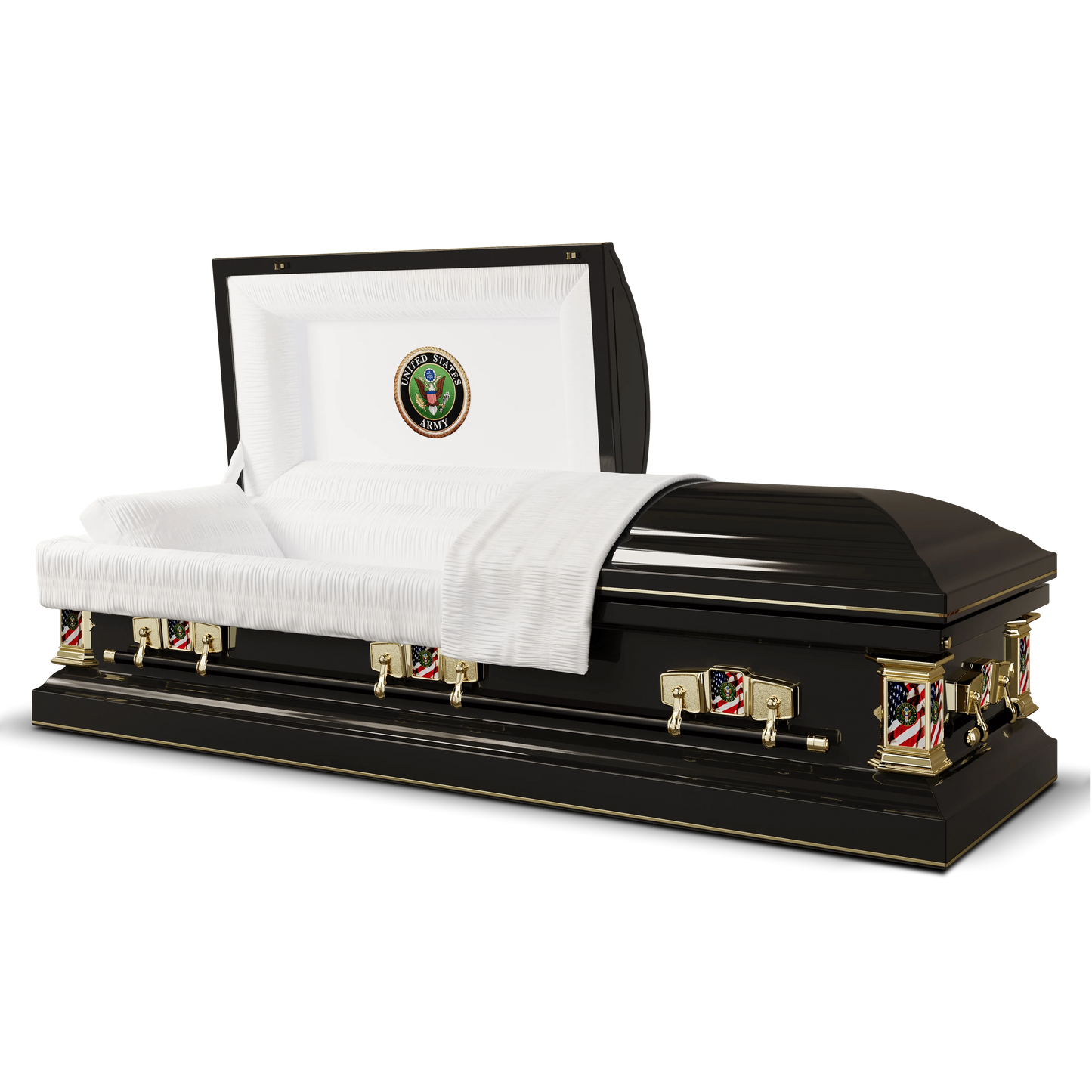 Veteran Premier | Army Black Steel Casket with White Interior