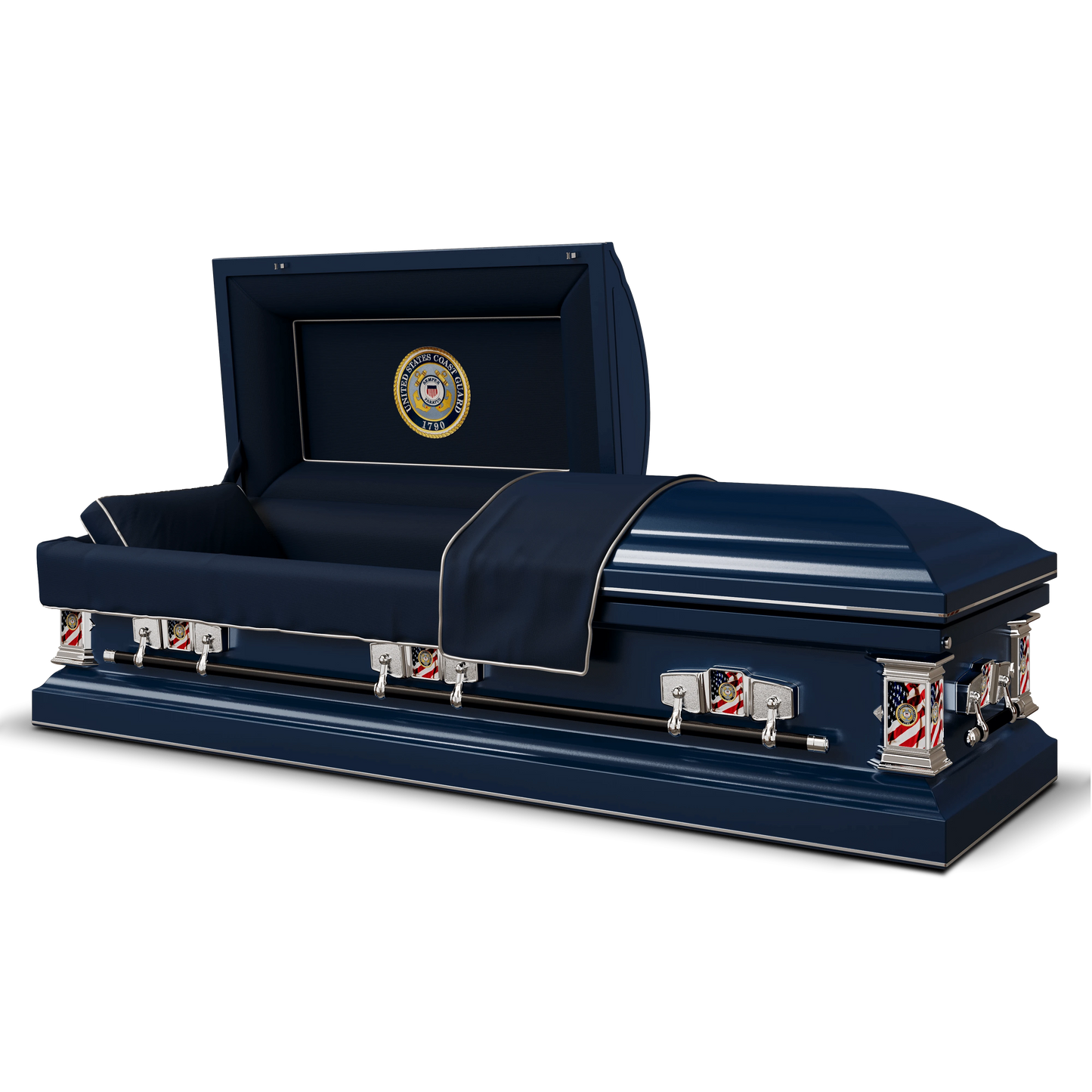 Veteran Select | Coast Guard Dark Blue Steel Casket with Dark Blue Interior