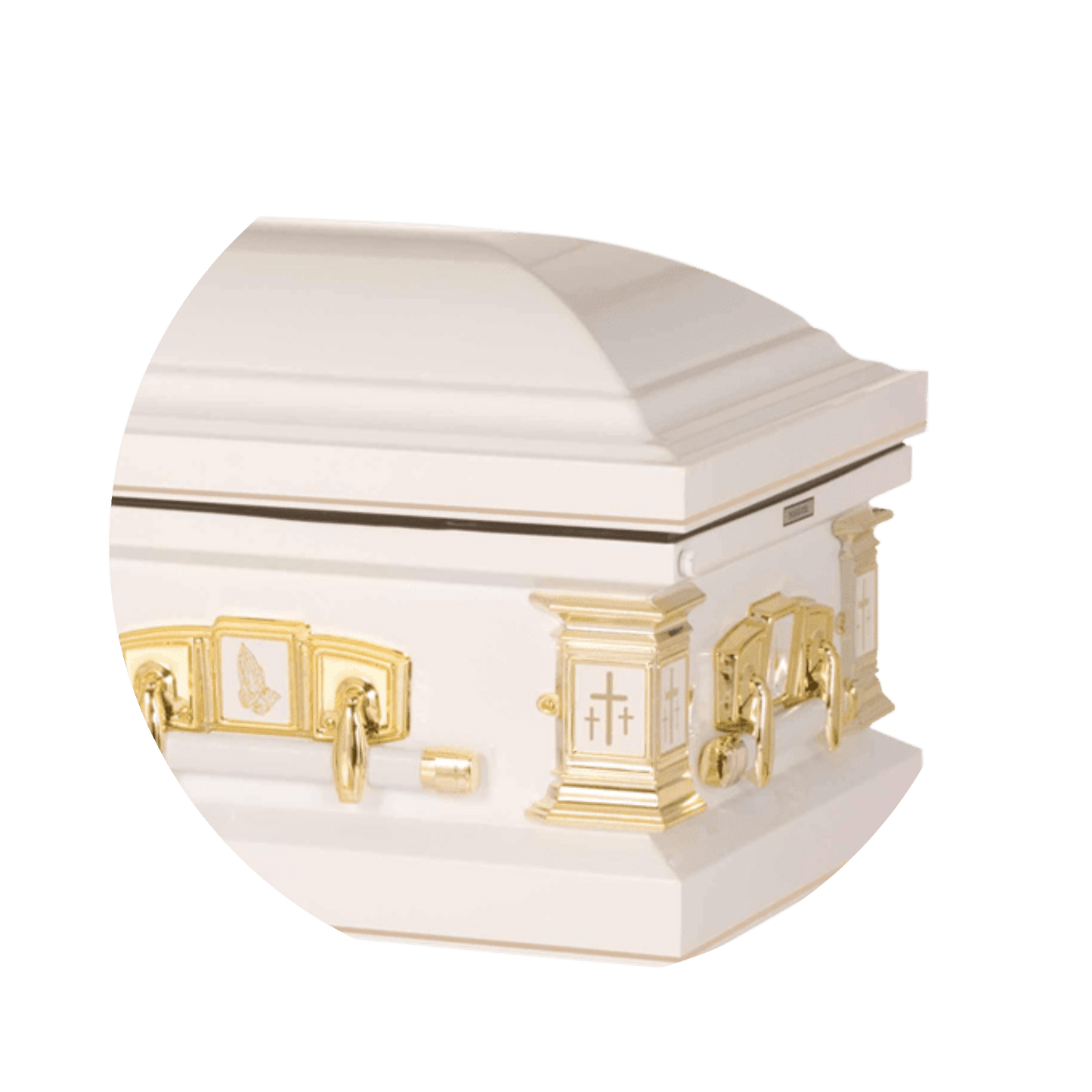 White Cross | White Steel Religious Casket