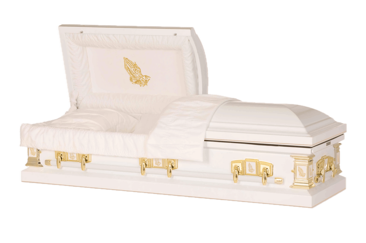 Praying Hands | White Steel Religious Casket