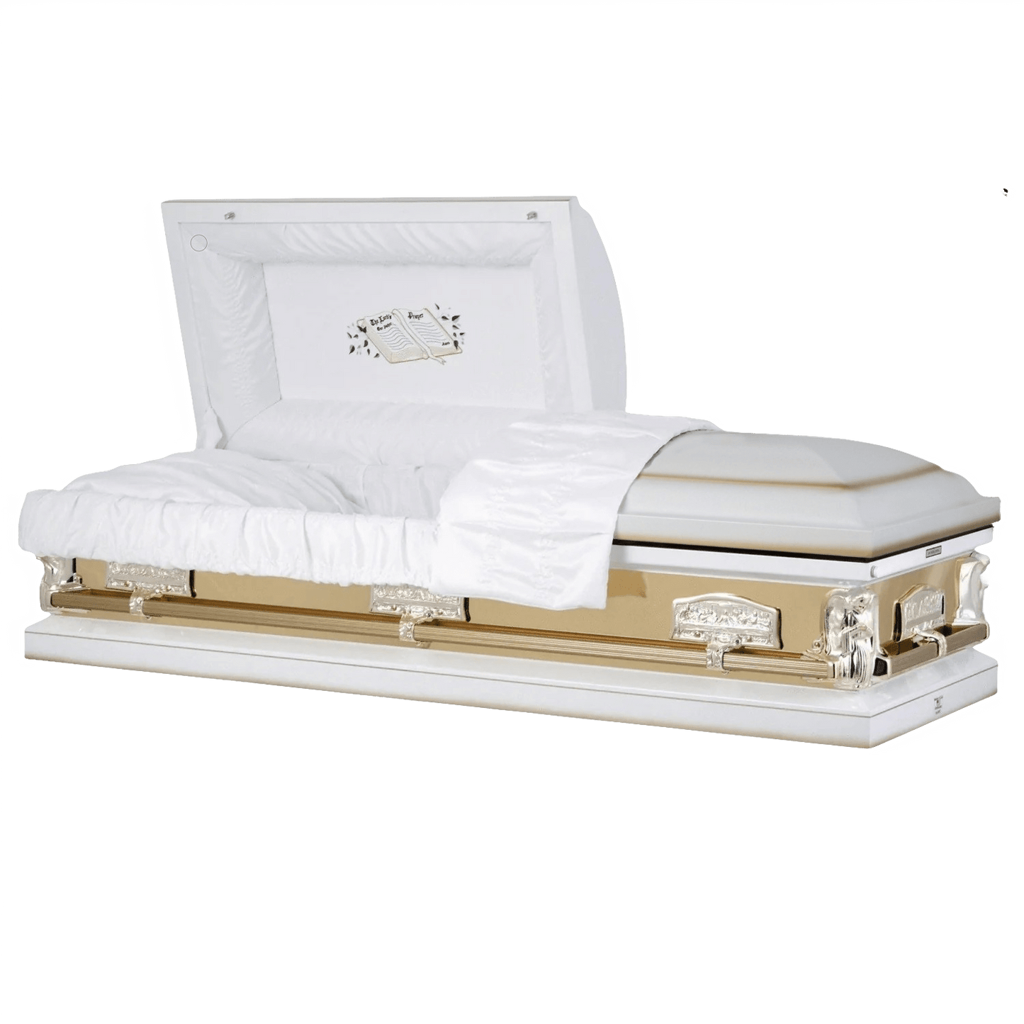Angel Reflections White & Gold | White and Gold Steel Religious Casket – Titan Casket