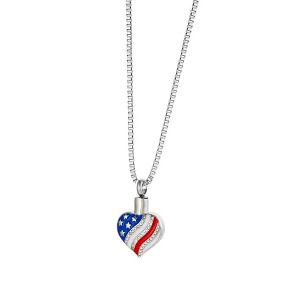 American Flag Cremation Urn Pendant