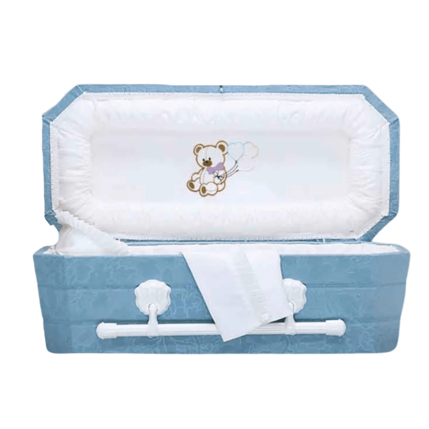 Faux Lambskin-Blue Cloth Covered Wood Pet Casket