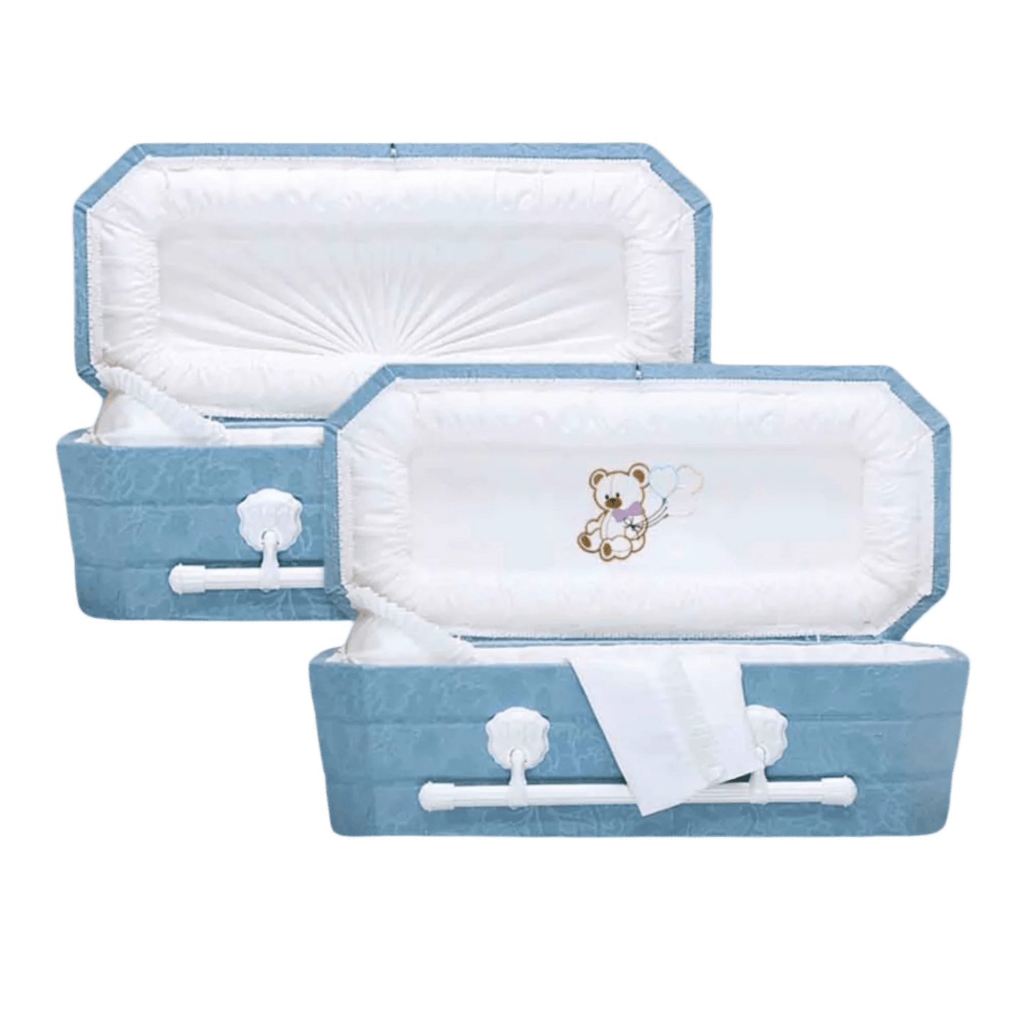 Faux Lambskin-Blue Cloth Covered Wood Pet Casket
