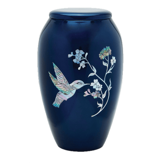 Designer Urn - Blue Hummingbird