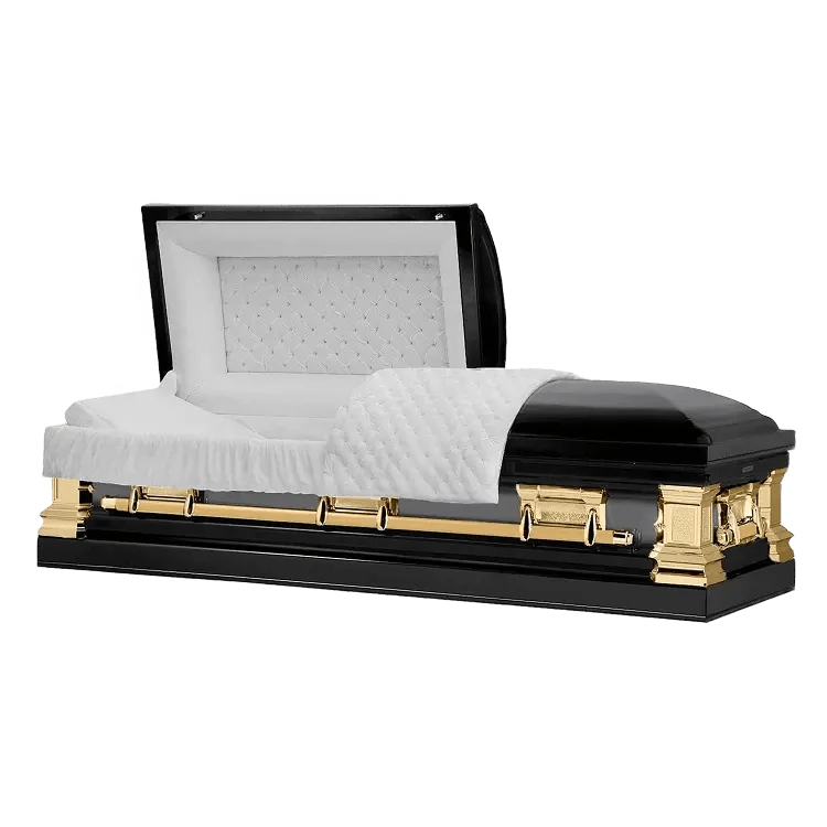 Era Stainless Series | Black and Gold Stainless Steel Casket with White Interior
