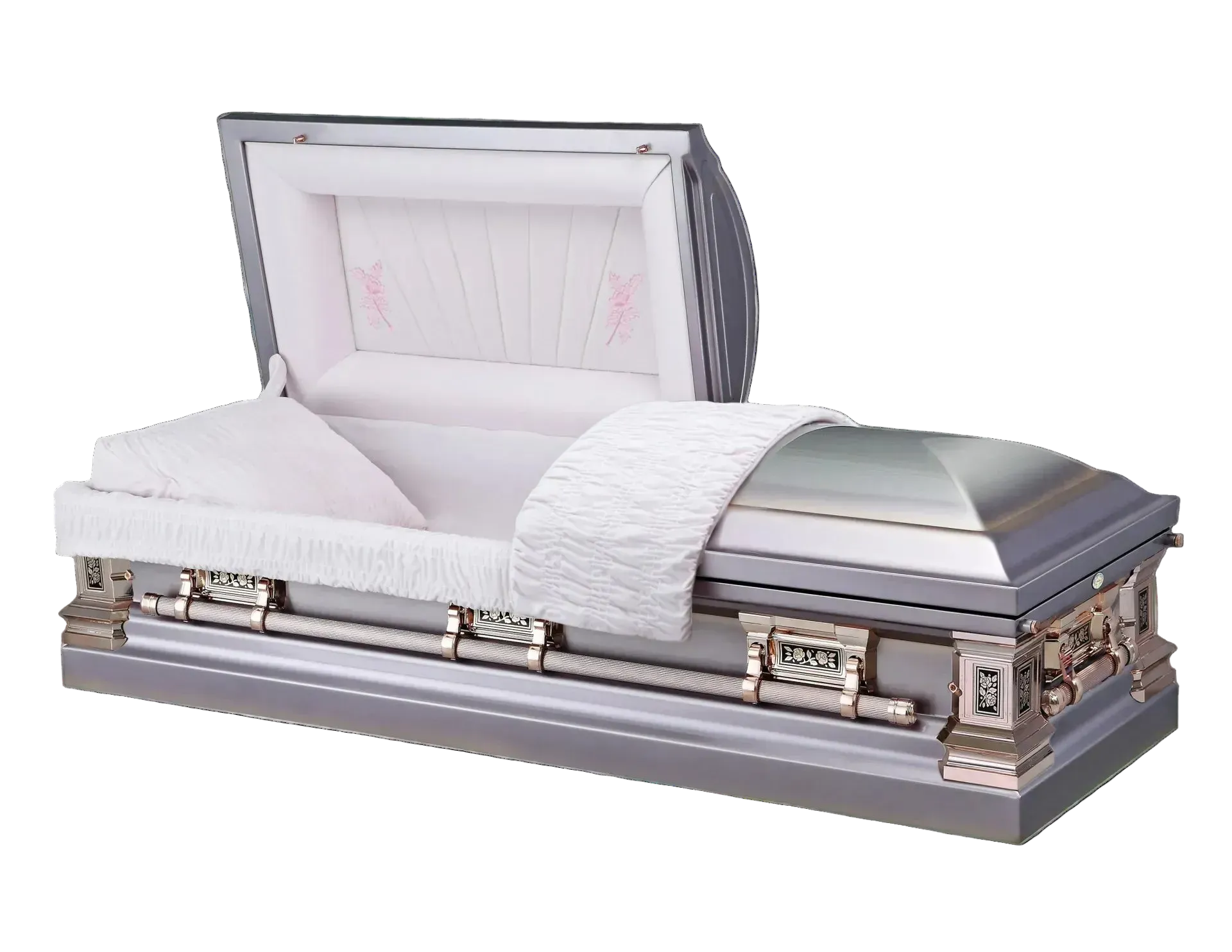 Florina Stainless Steel Casket (Coffin) – Lilac, Pink Velvet