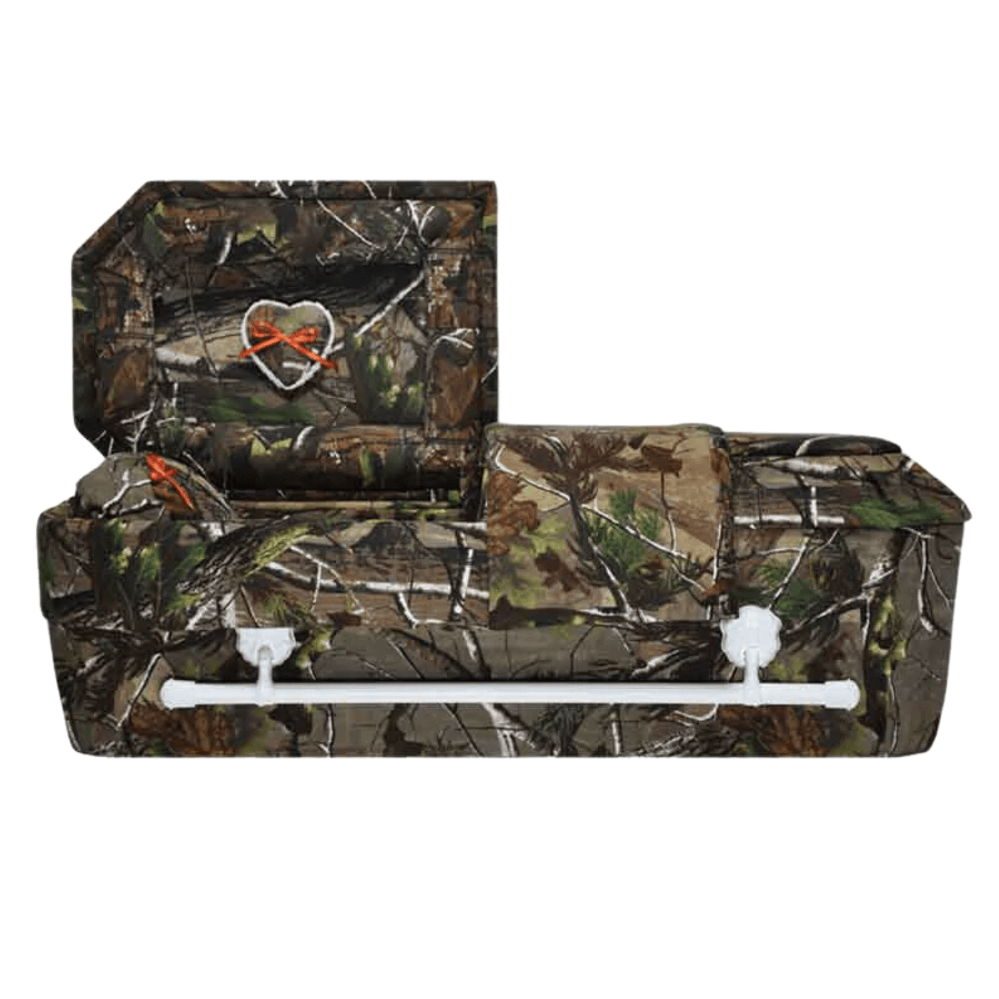 Camouflage Cloth-Covered Wood Pet Casket | Green Camo
