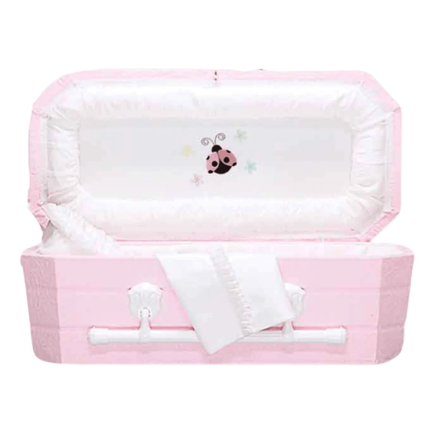 Faux Lambskin-Pink Cloth Covered Wood Pet Casket