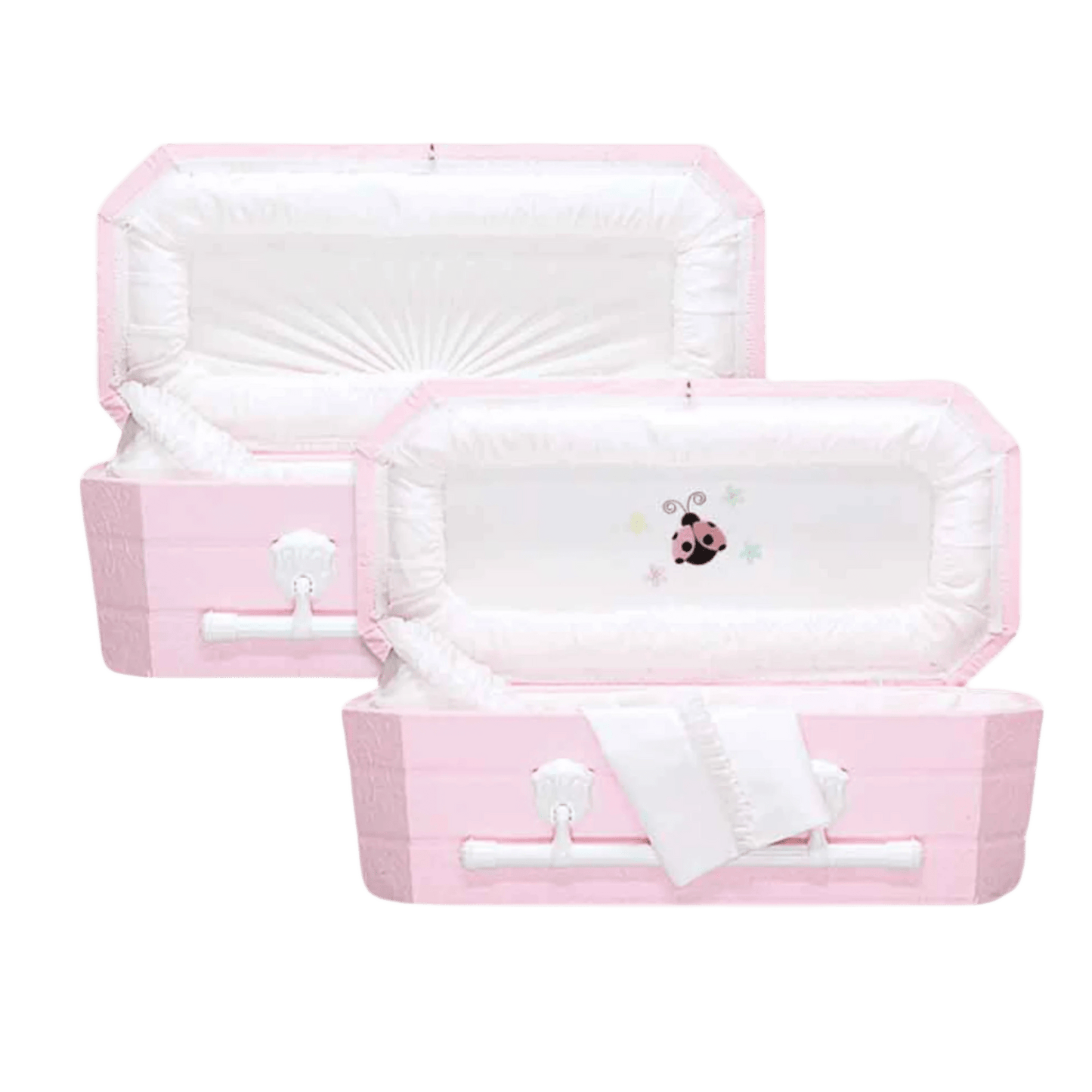 Faux Lambskin-Pink Cloth Covered Wood Pet Casket