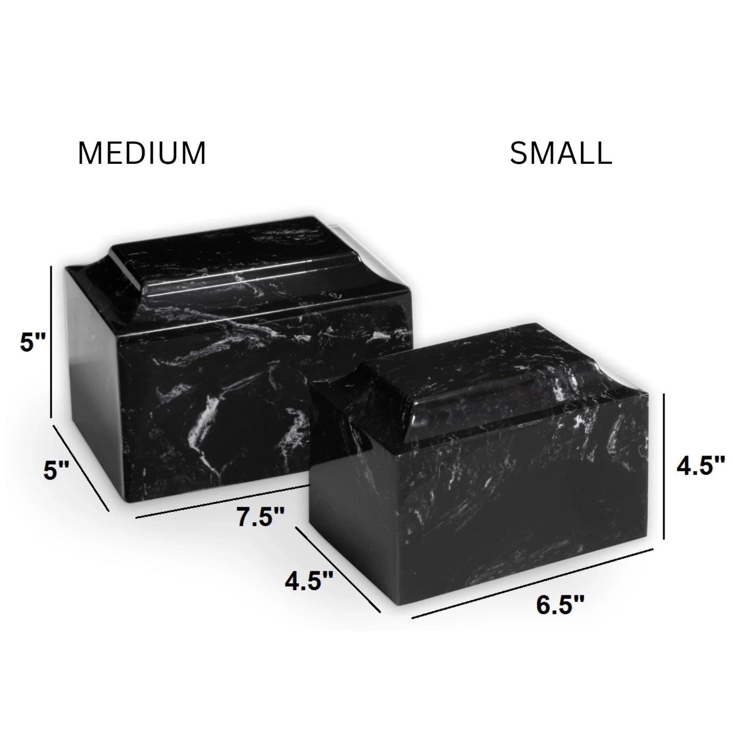 Black Marble Pet Cremation Urn