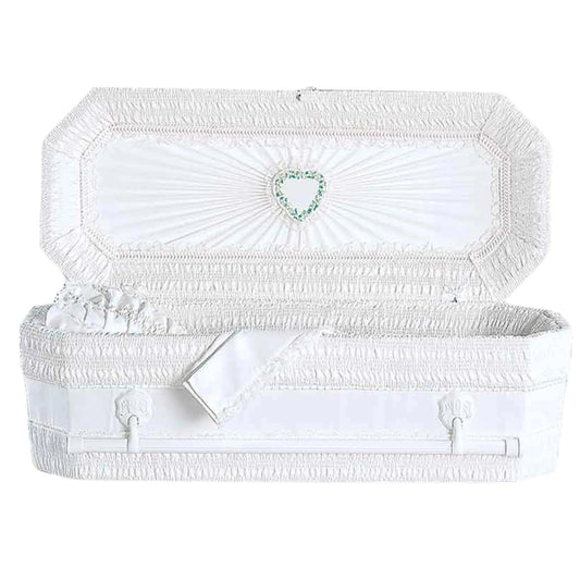 Premium Cloth Covered Wood Youth Casket | White