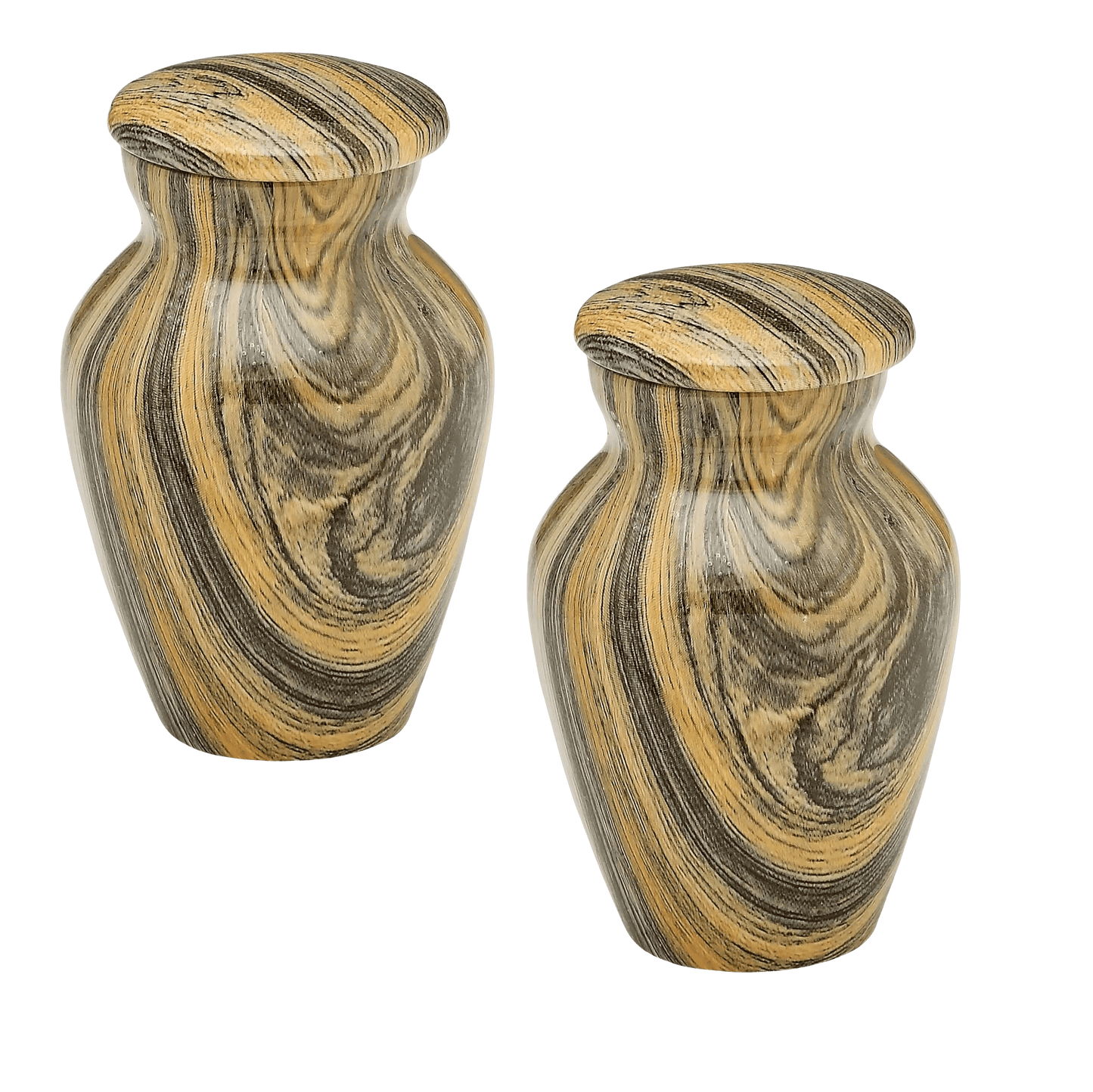 Pair of Keepsake Urns - Weather Woody | Hydro-Painted Keepsake Urns