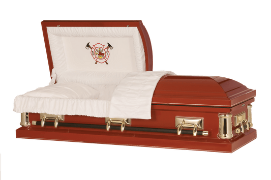 Firefighter | Red Steel Casket with White Interior