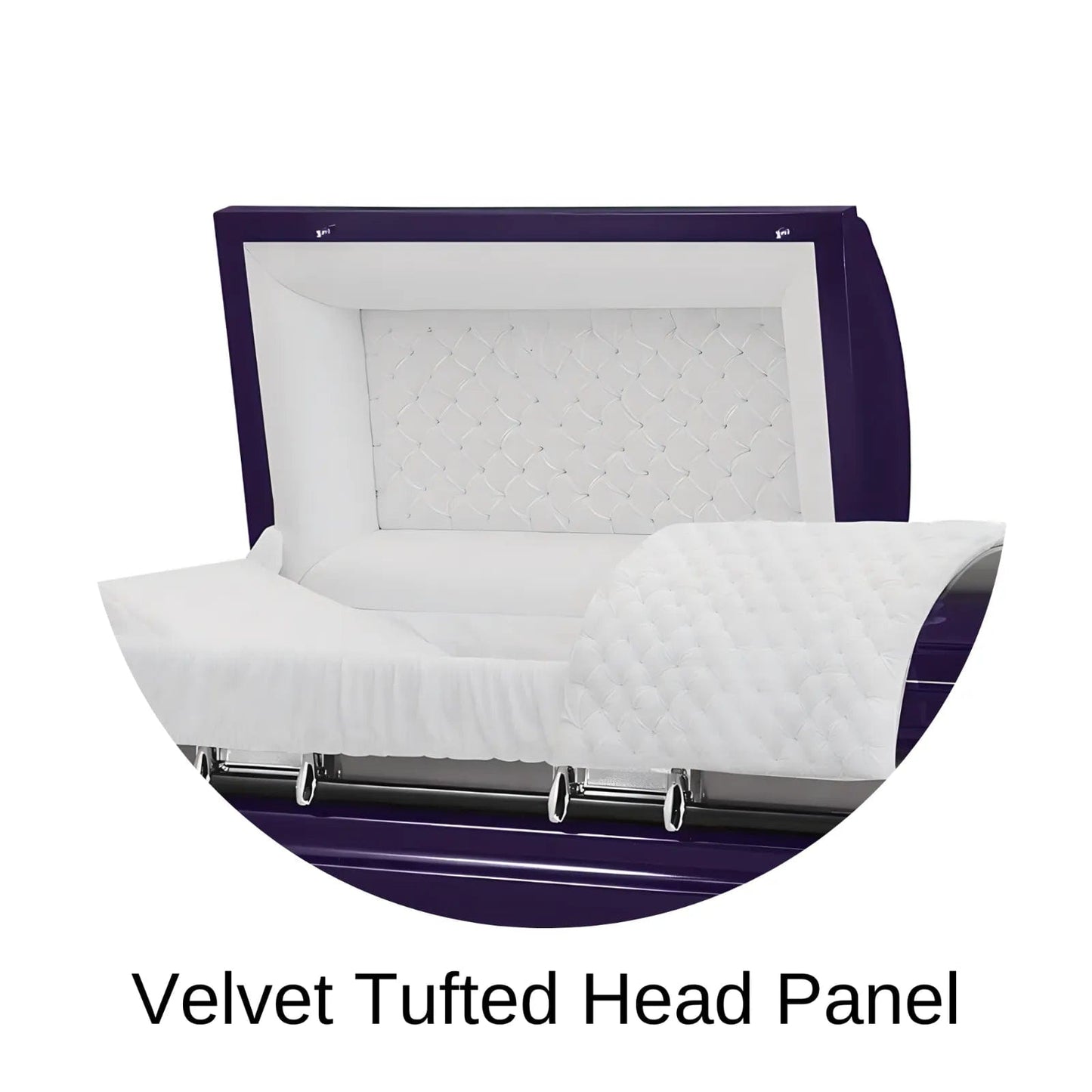 Velvet Tufted head panel of Titan Casket Era Series Casket