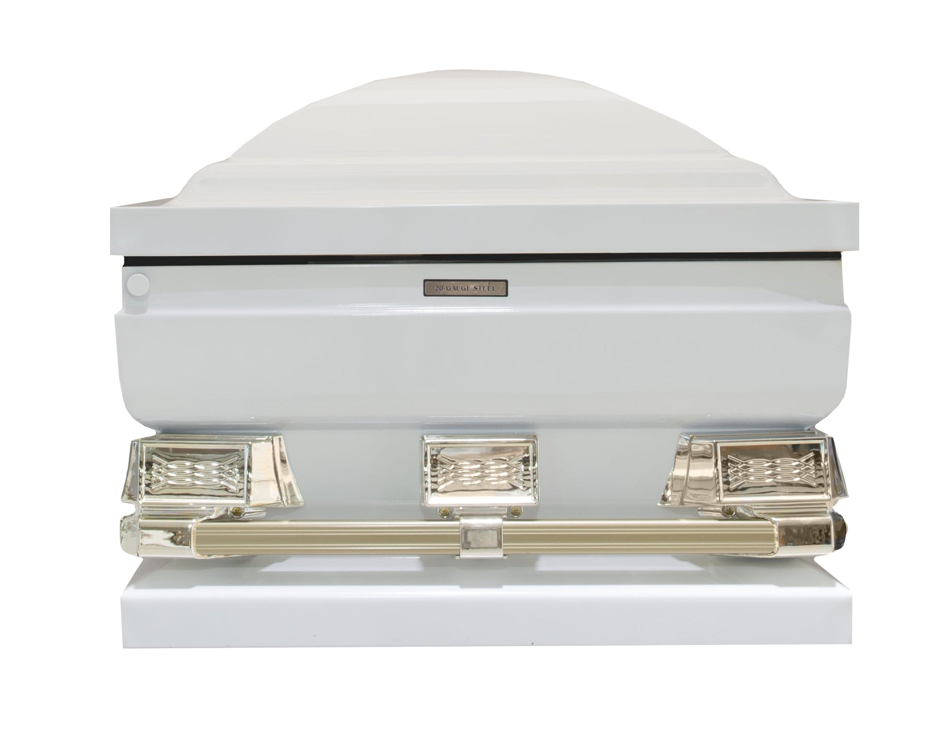 Atlas XL | White and Gold Steel Oversize Casket with White Interior - Titan Casket