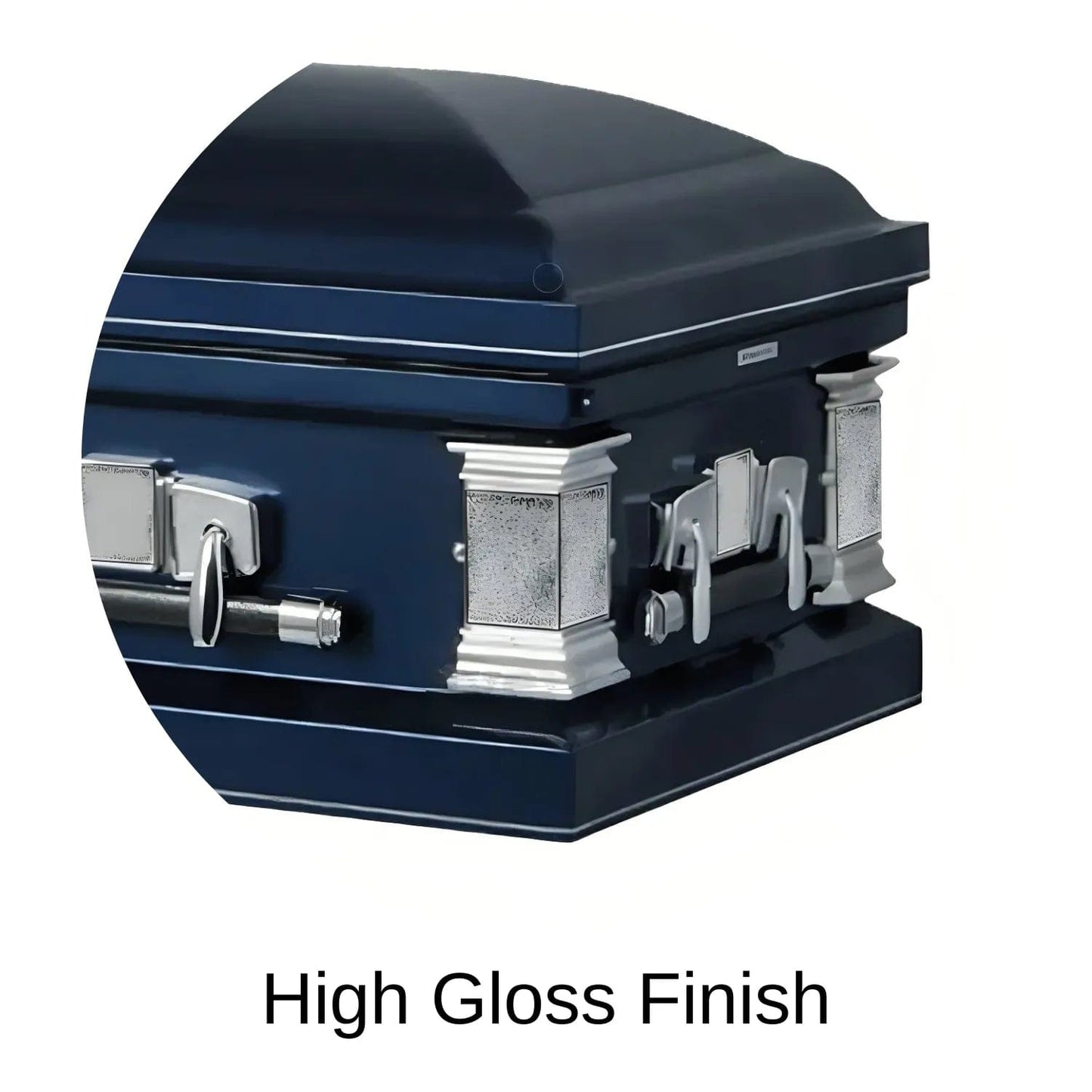 The Officer | Dark Blue Steel Casket with White Interior