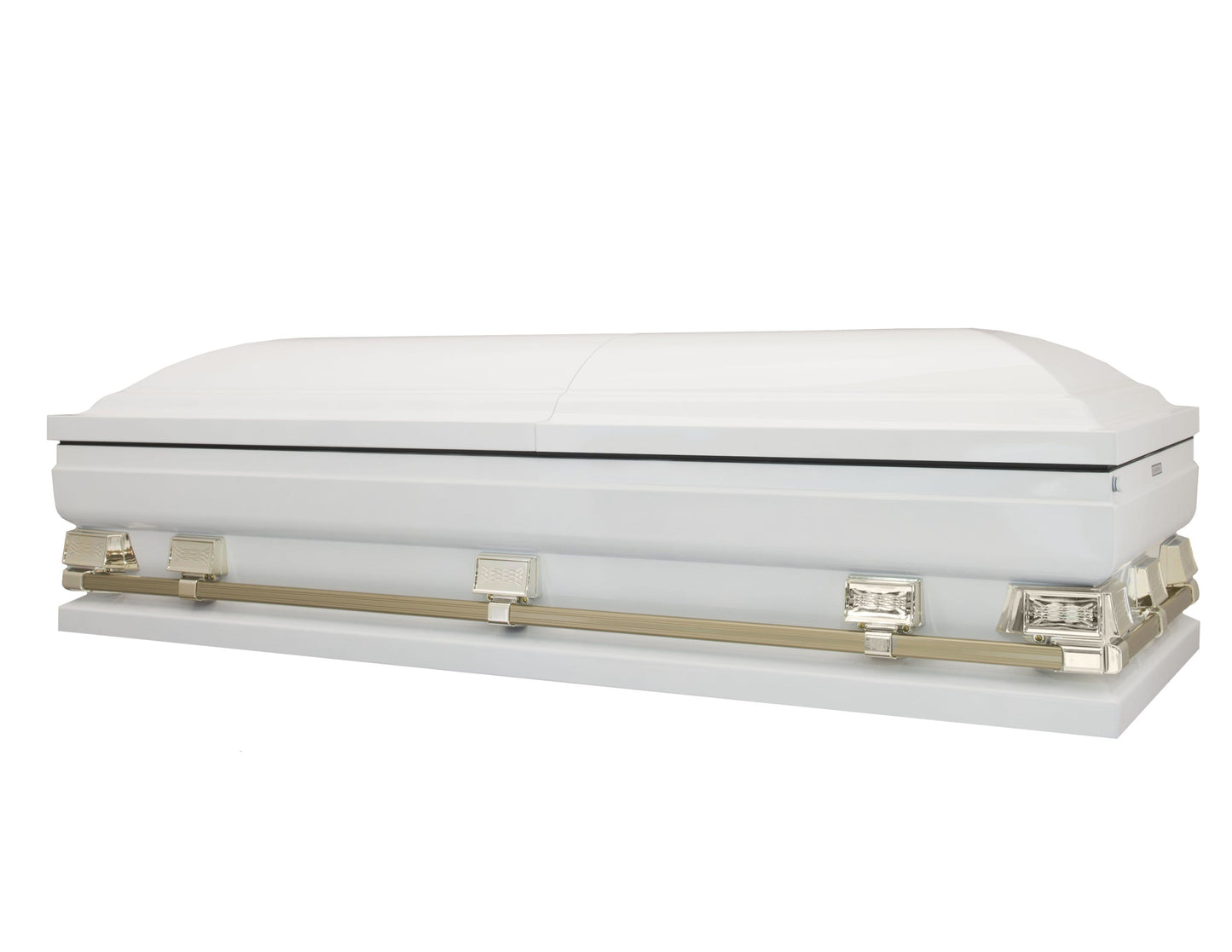 Atlas XL | White and Gold Steel Oversize Casket with White Interior - Titan Casket