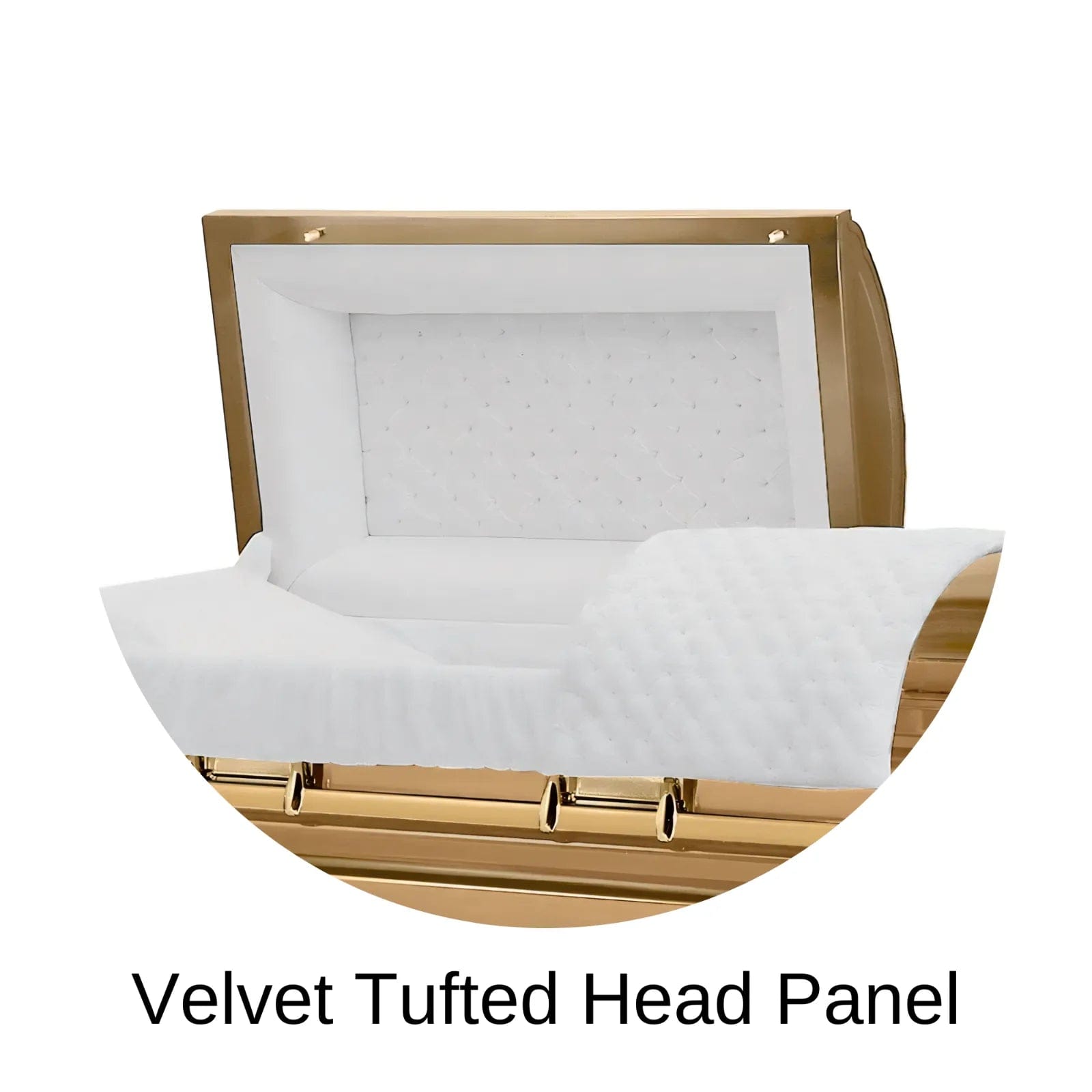 Velvet Tufted head panel of Titan Casket Era Series Casket