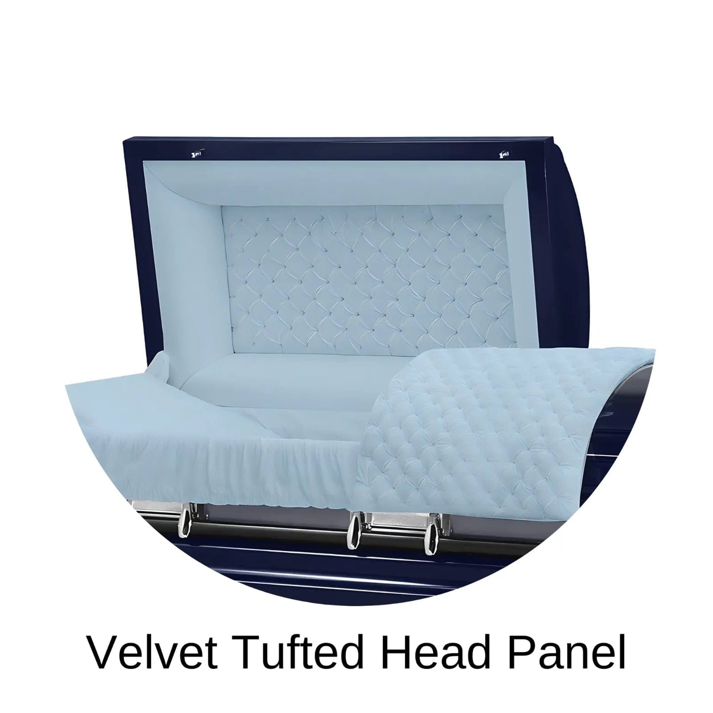 Velvet Tufted head panel of Titan Casket Era Series Casket