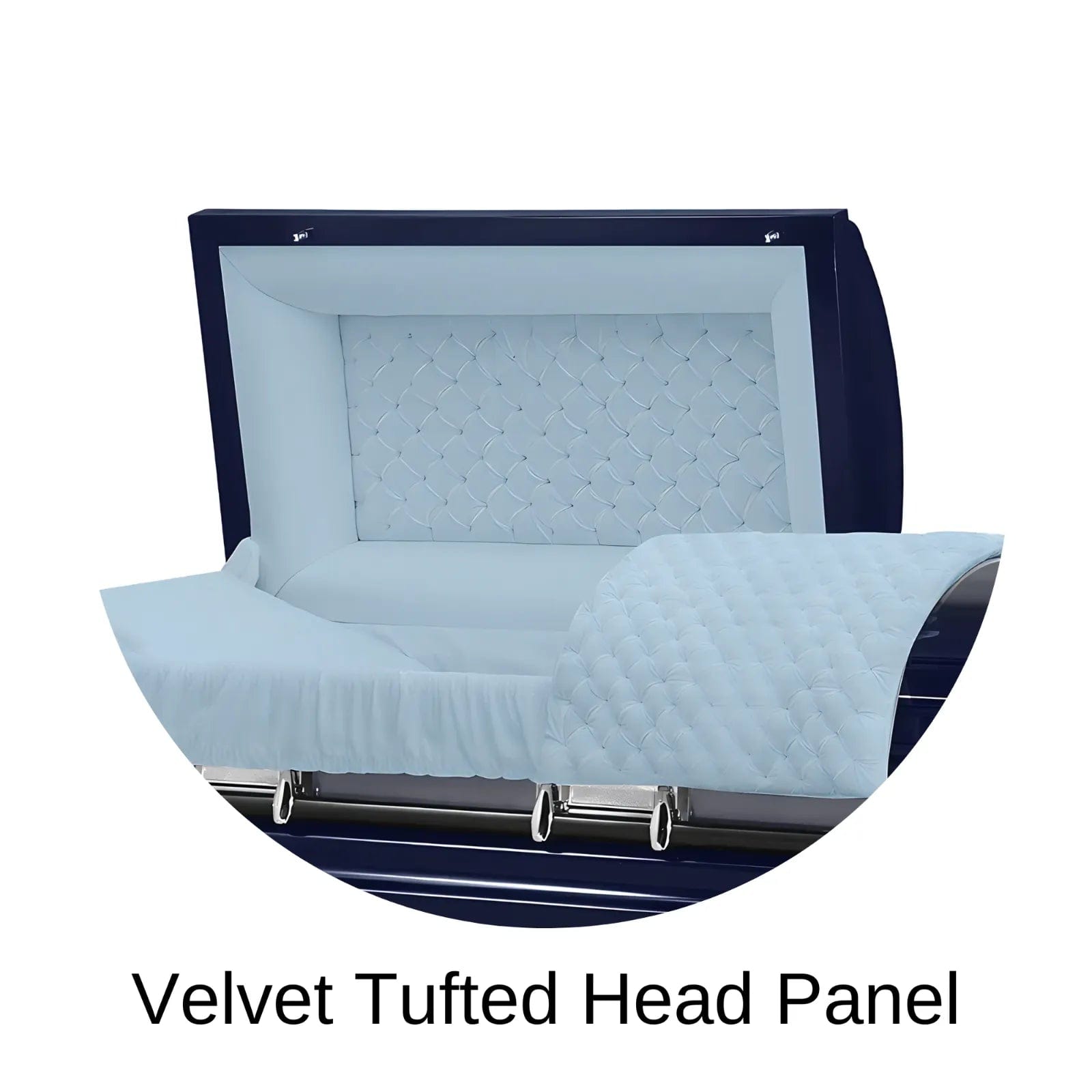 Velvet Tufted head panel of Titan Casket Era Series Casket