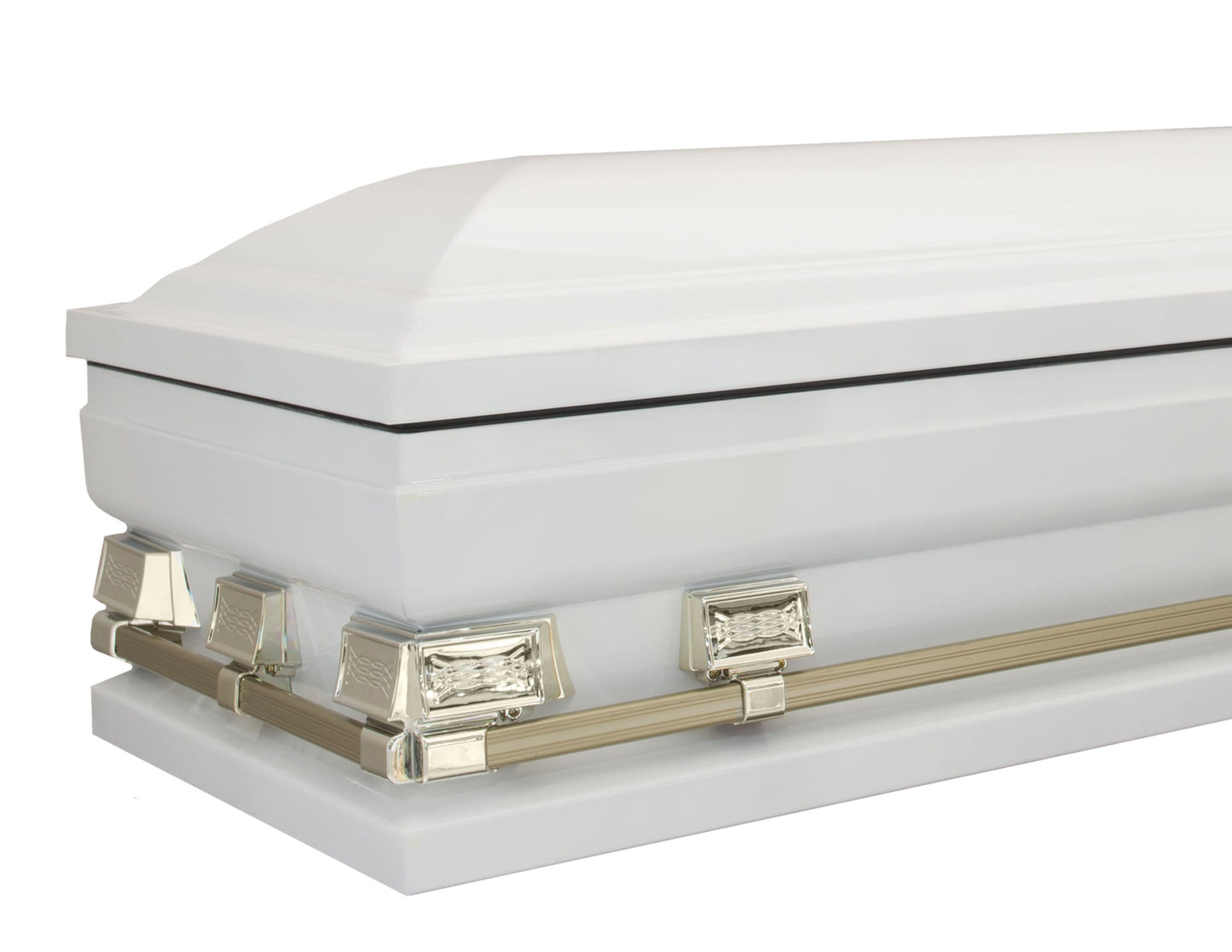 Atlas XL | White and Gold Steel Oversize Casket with White Interior - Titan Casket