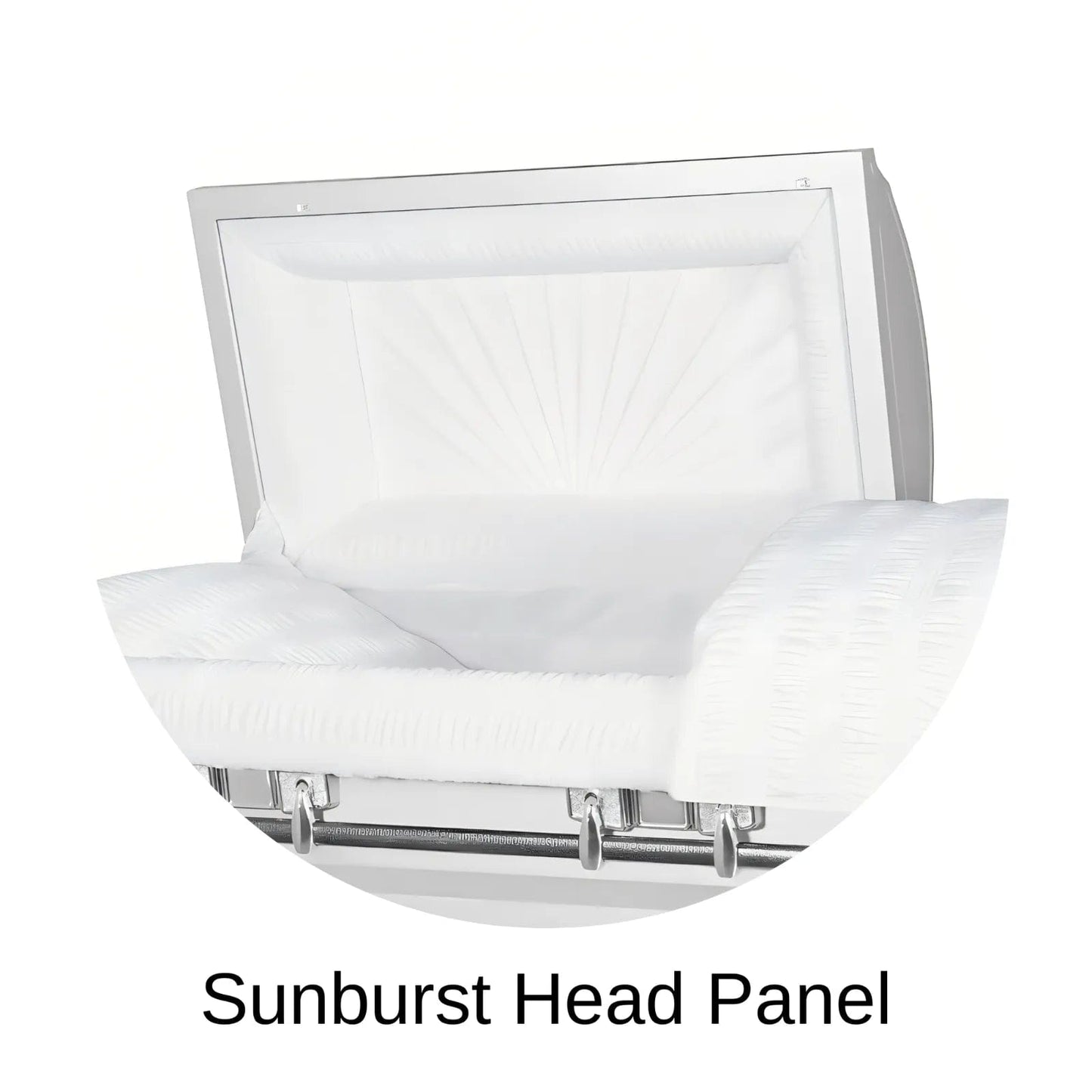 Sunburst head panel of Titan Casket Satin Series Casket