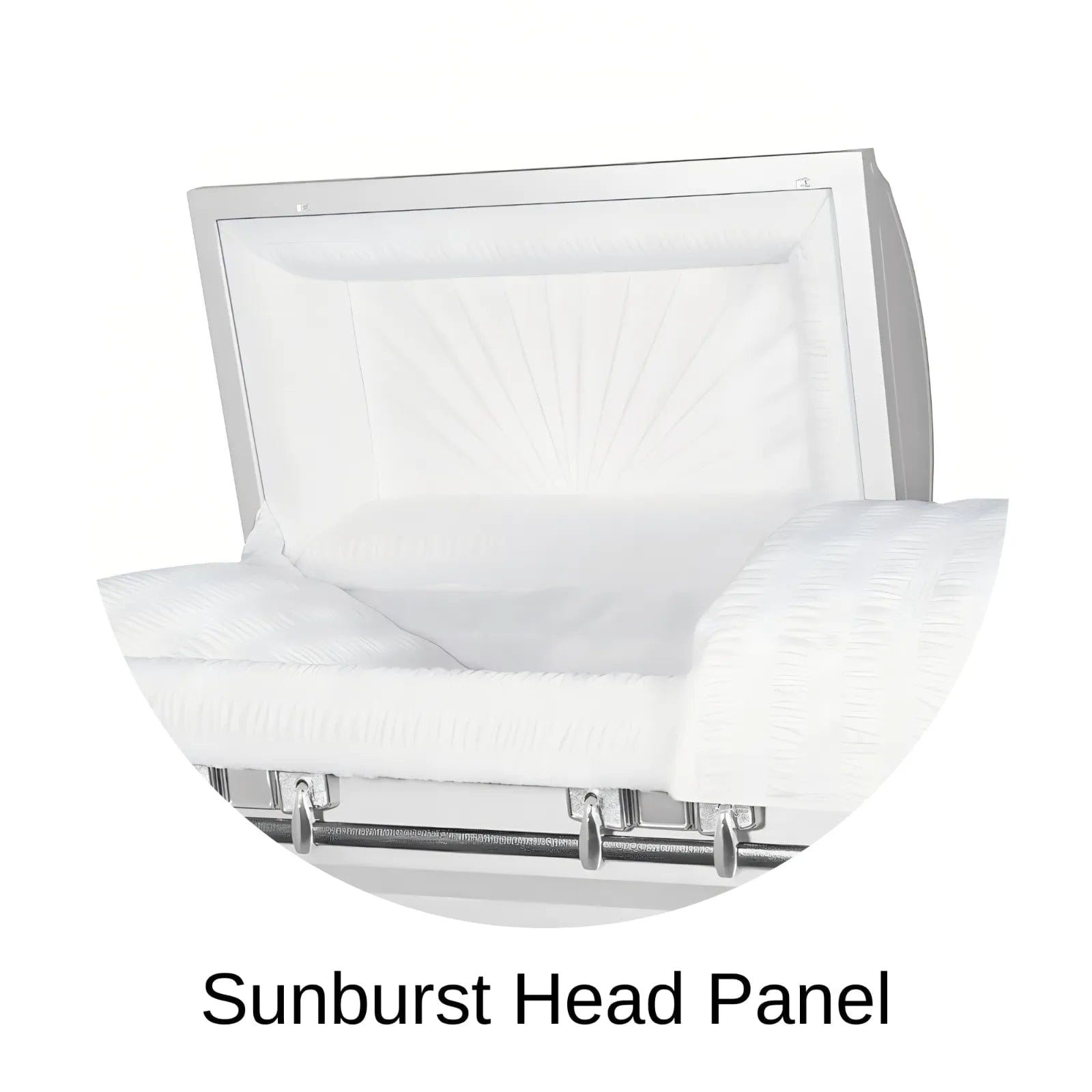 Sunburst head panel of Titan Casket Satin Series Casket
