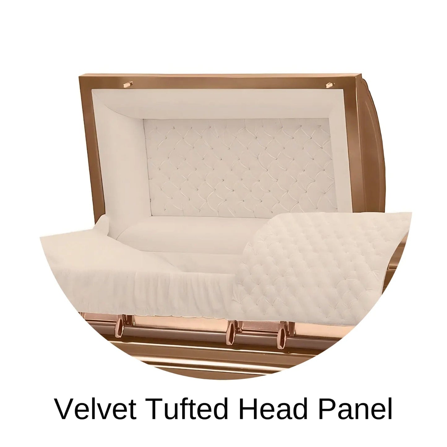 Velvet Tufted head panel of Titan Casket Era Series Casket