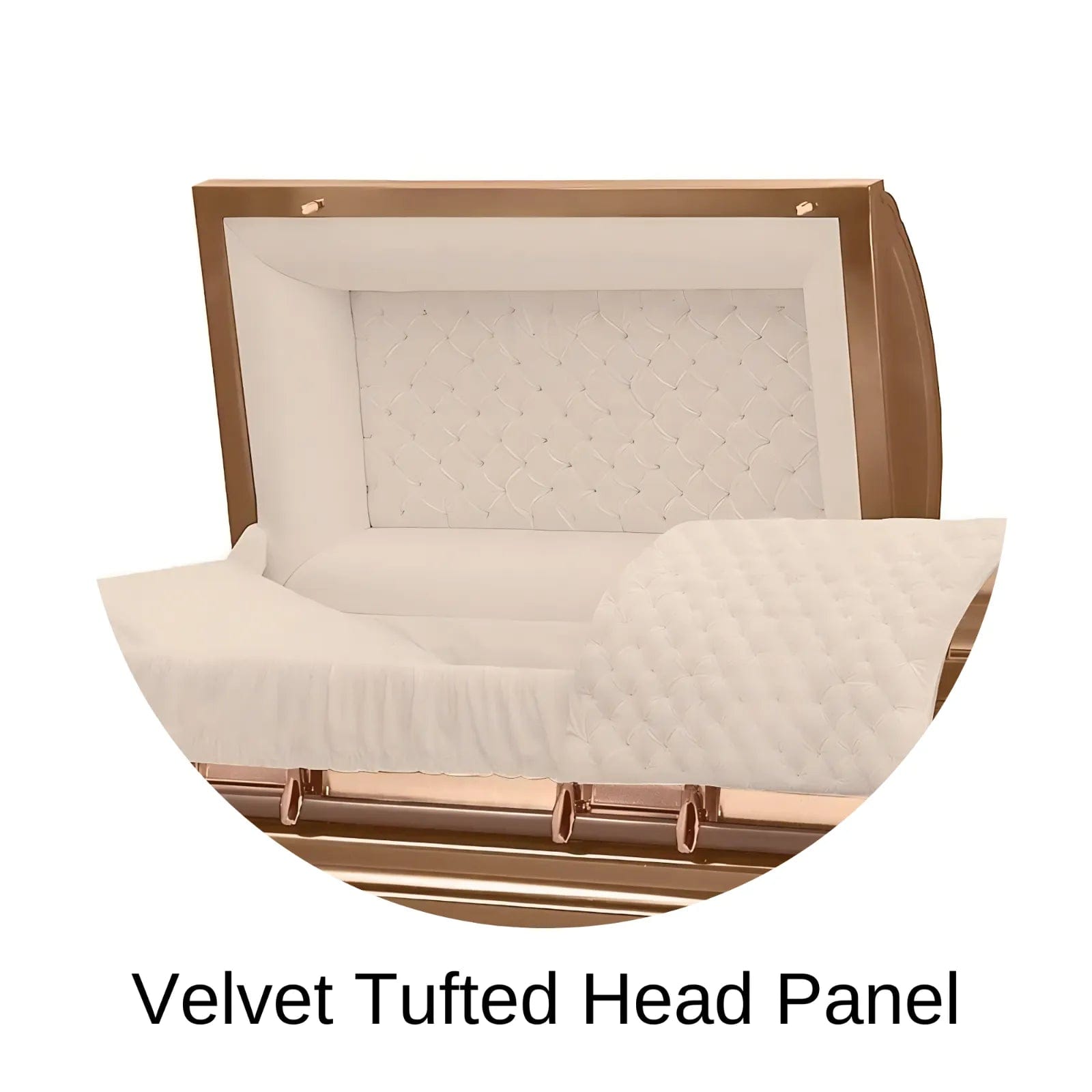 Velvet Tufted head panel of Titan Casket Era Series Casket