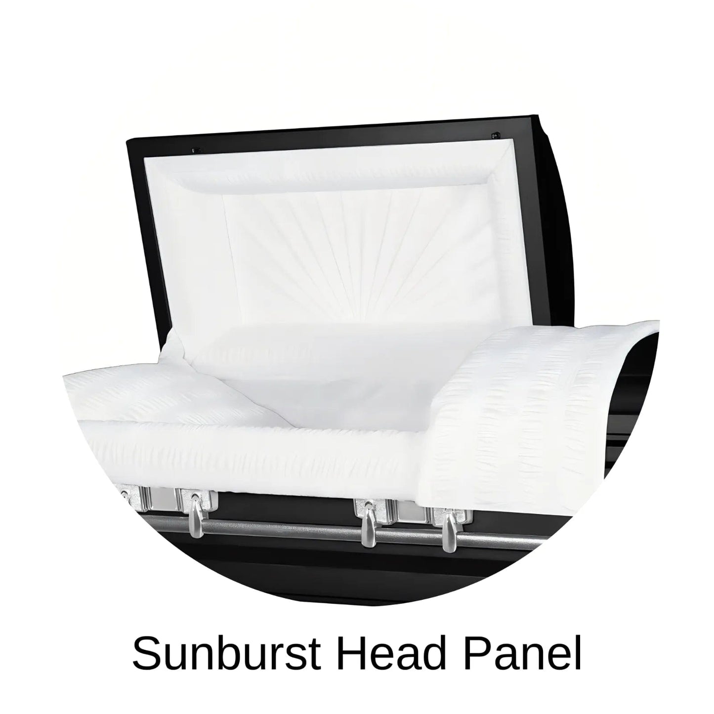 Sunburst head panel of Titan Casket Satin Series Casket