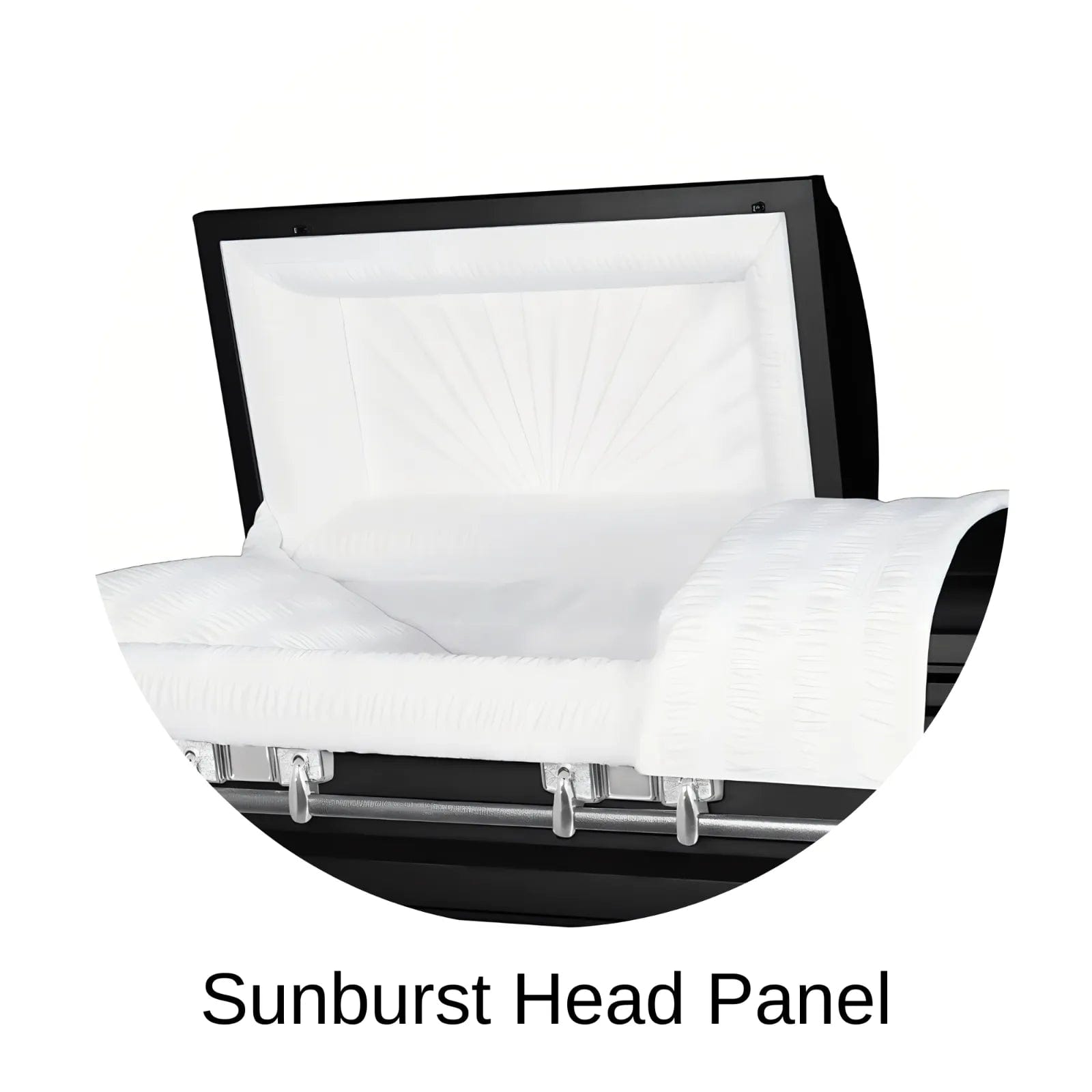 Sunburst head panel of Titan Casket Satin Series Casket