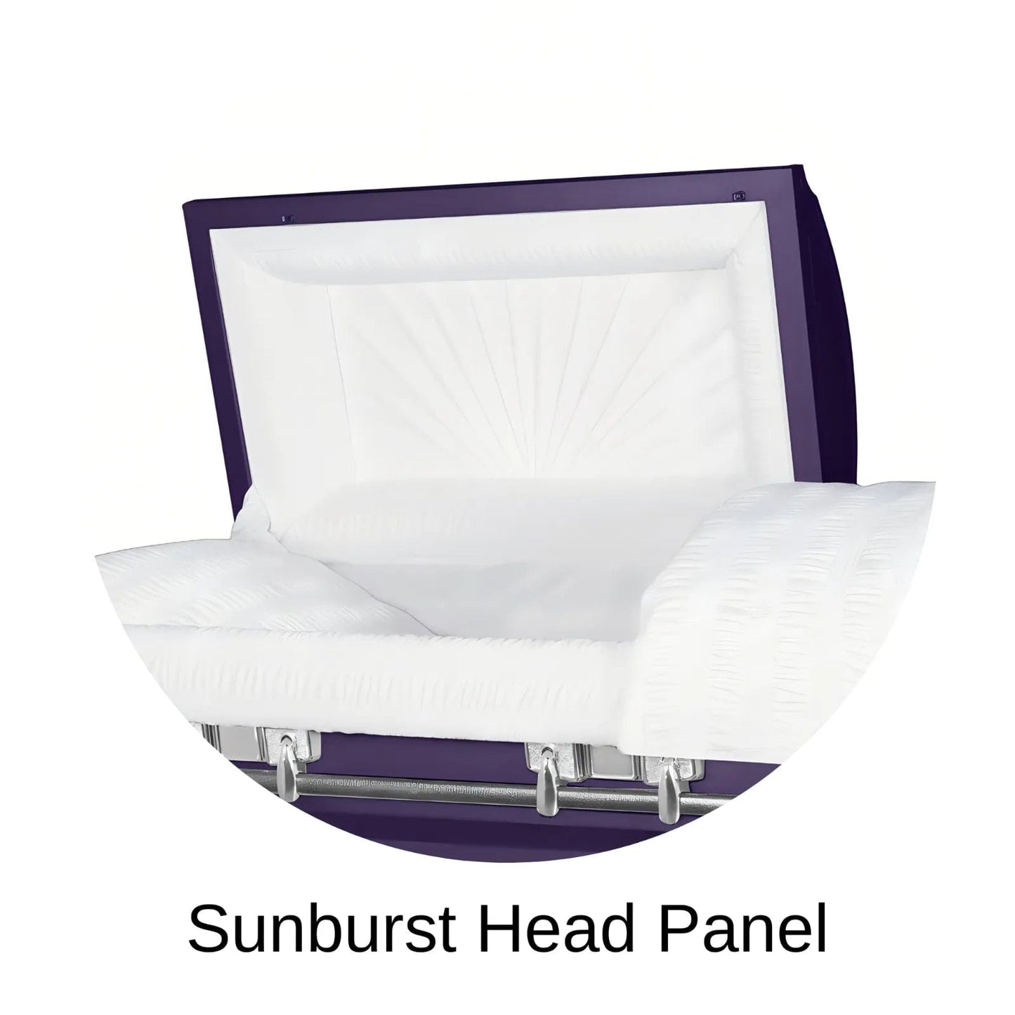 Sunburst head panel of Titan Casket Satin Series Casket