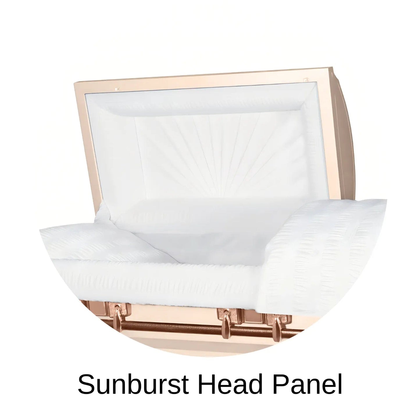 Sunburst head panel of Titan Casket Satin Series Casket