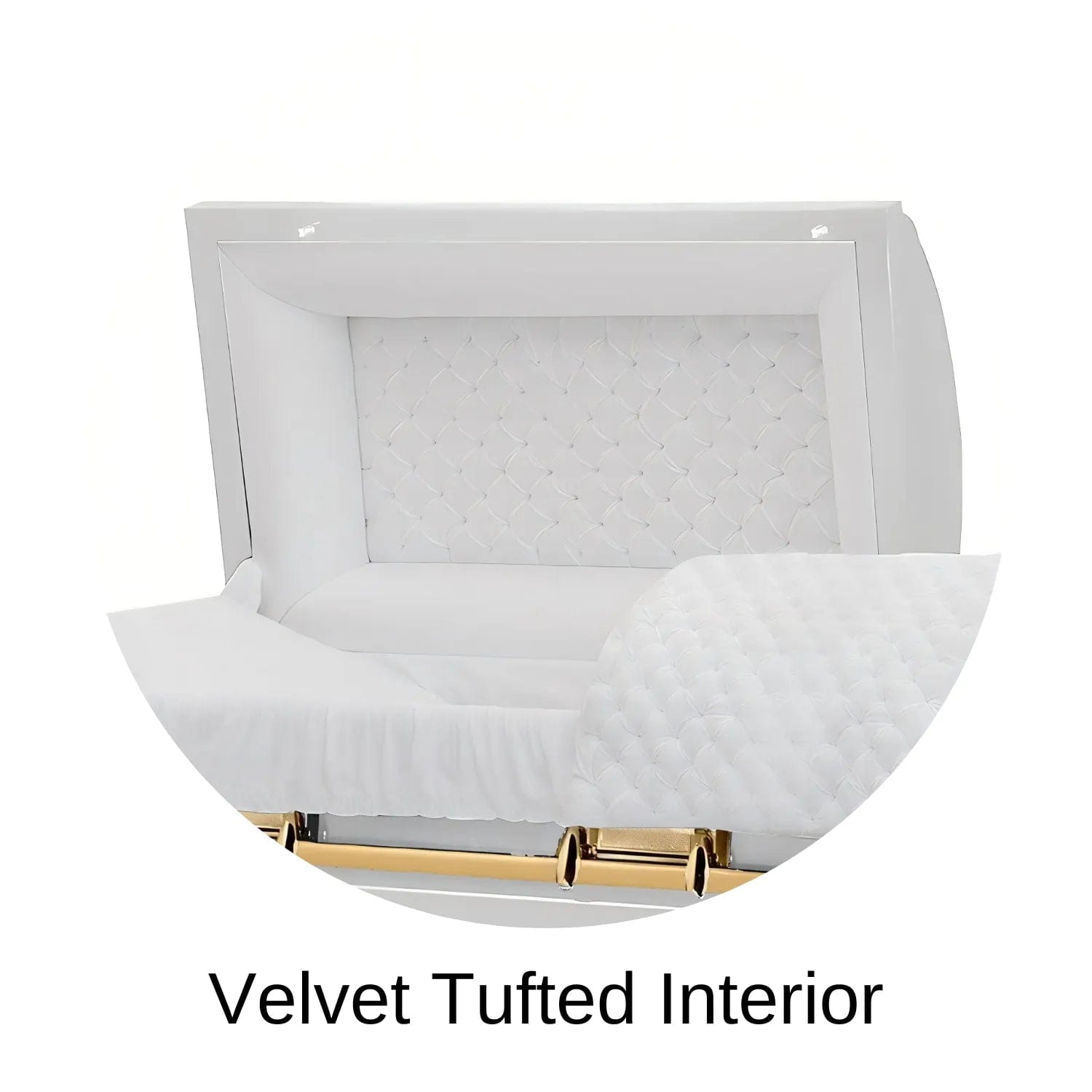 Velvet Tufted head panel of Titan Casket Era Series Casket