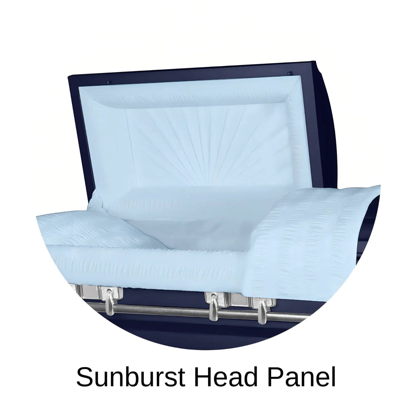 Sunburst head panel of Titan Casket Satin Series Casket