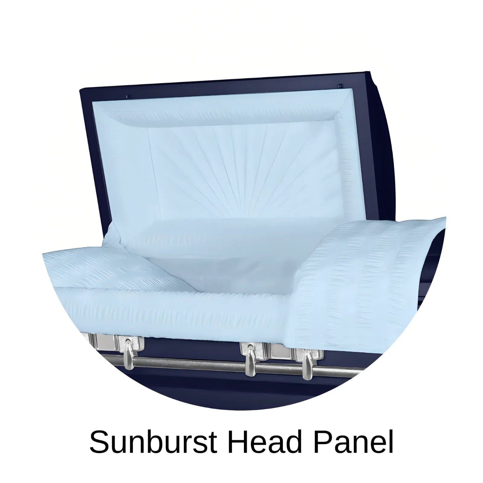 Sunburst head panel of Titan Casket Satin Series Casket