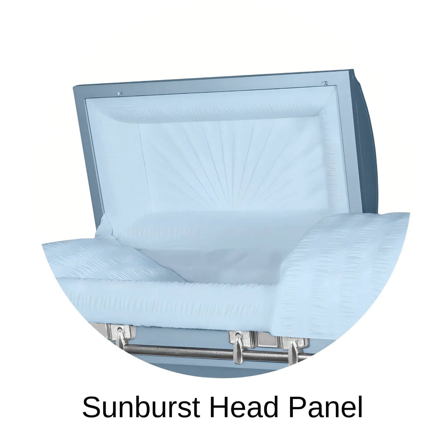 Sunburst head panel of Titan Casket Satin Series Casket