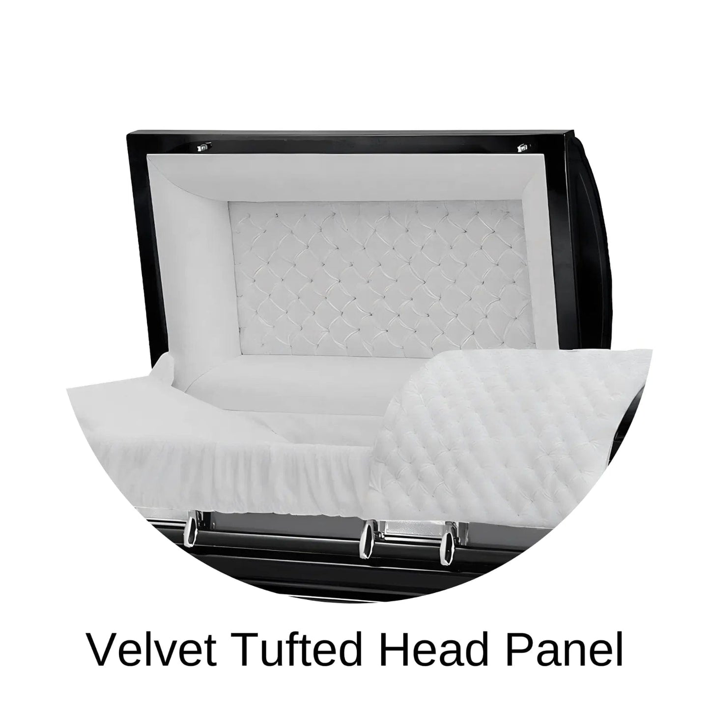 Velvet Tufted head panel of Titan Casket Era Series Casket