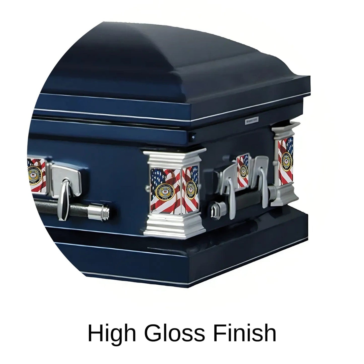 High Gloss Finish of Titan Casket Veteran Select Casket Coast Guard