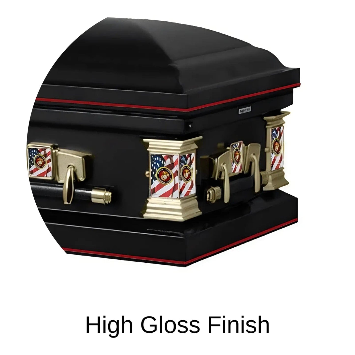 Veteran Select | Marines Black Steel Casket with Black Interior