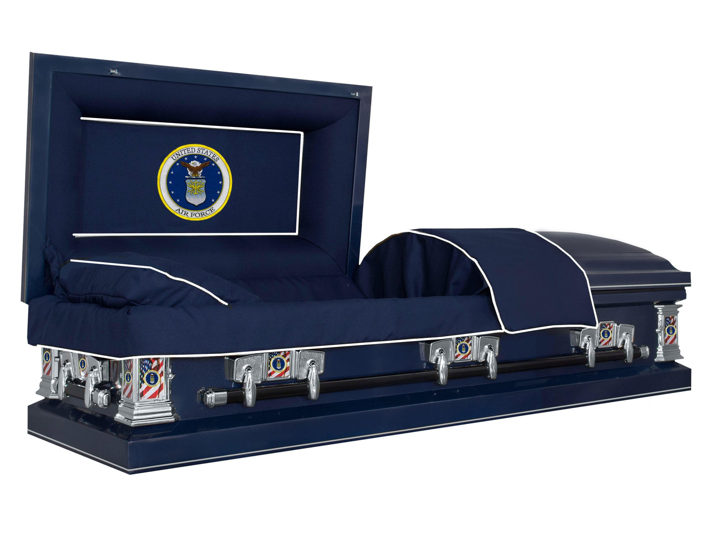 Veteran Select | Air Force Dark Blue Steel Military Casket with Dark Blue Interior